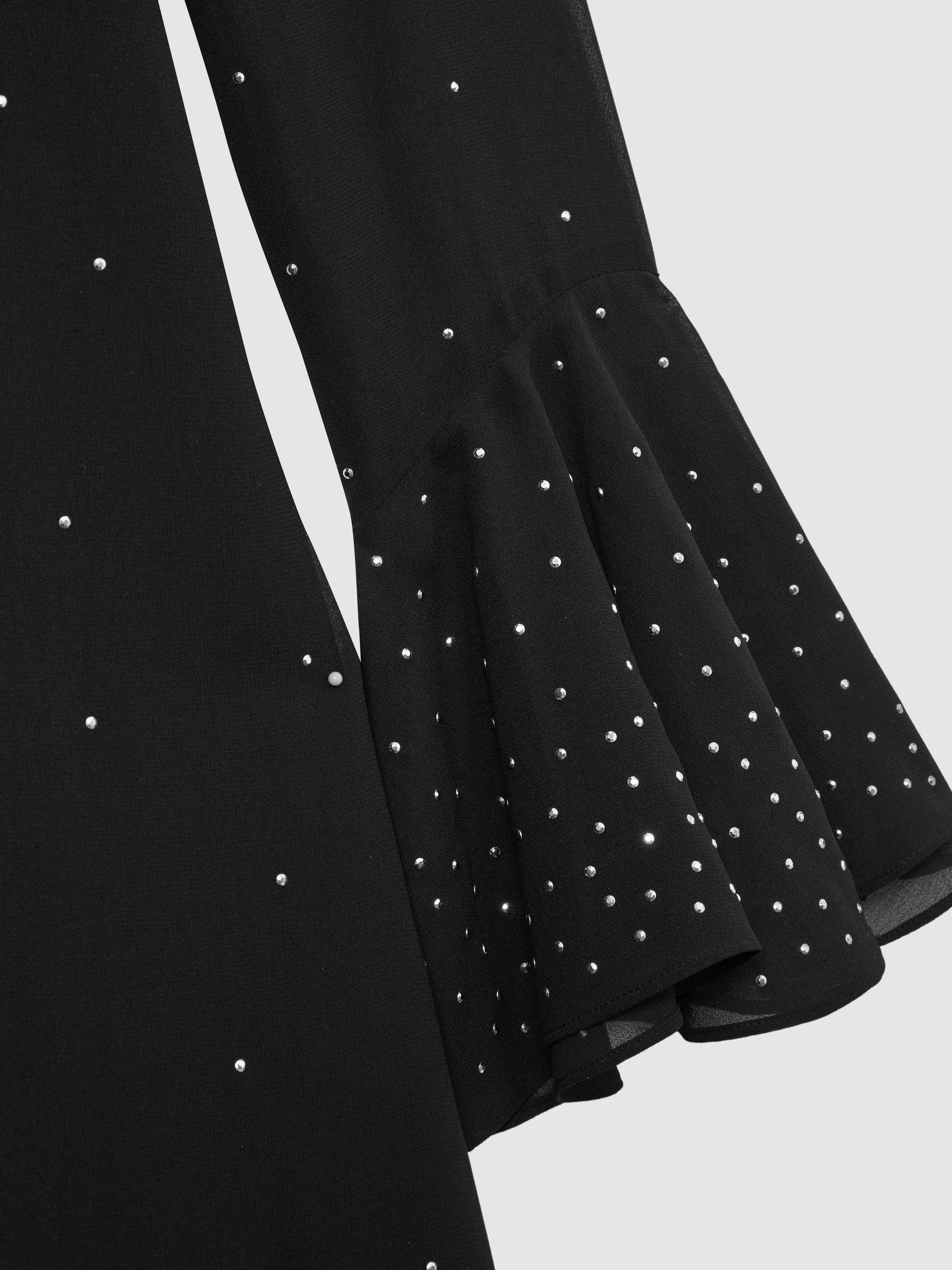 Florere Rib Knit Metallic Thread Midi Dress in Black Product Image