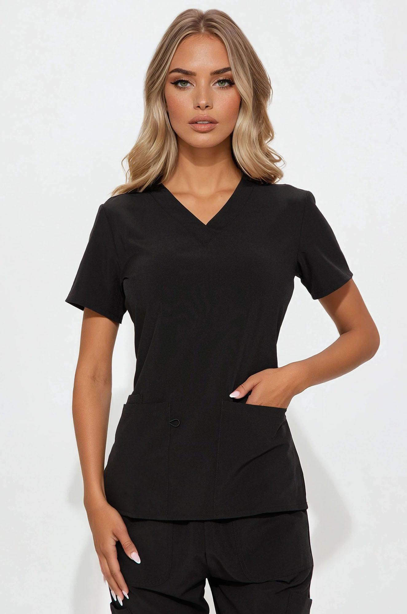 Always Ready 4 Way Stretch Scrub Uniform Pant Set - Black Female Product Image