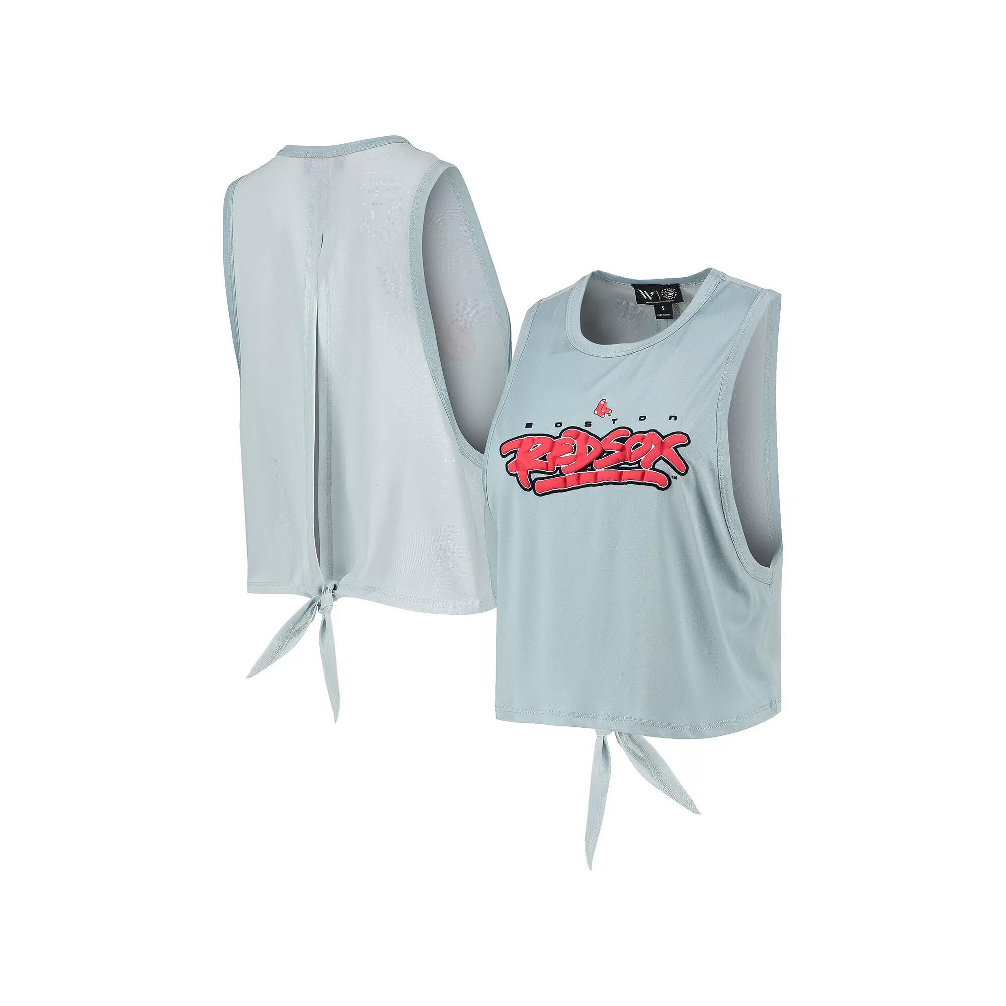 Women's The Wild Collective Light Blue Boston Red Sox Open Back Twist-Tie Tank Top, Size: Small Product Image