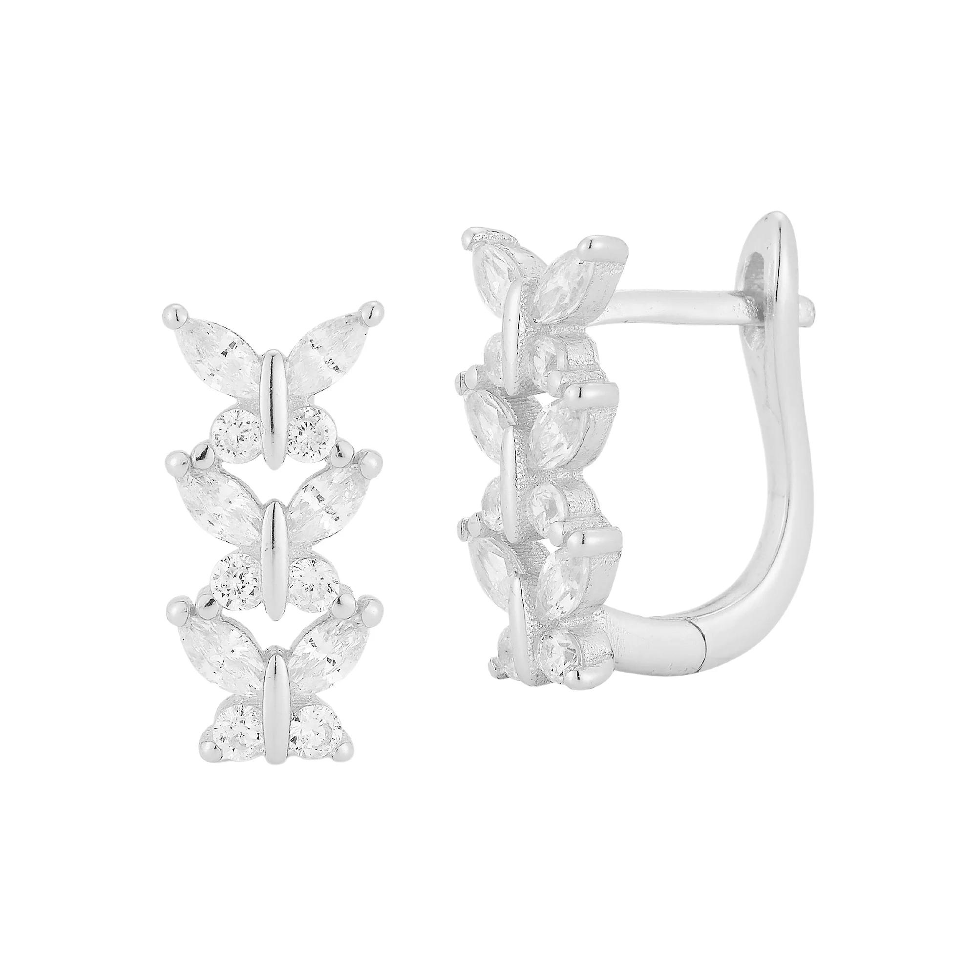 Sunkissed Sterling Cubic Zirconia Multi Butterfly Earrings, Women's, Silver Tone Product Image