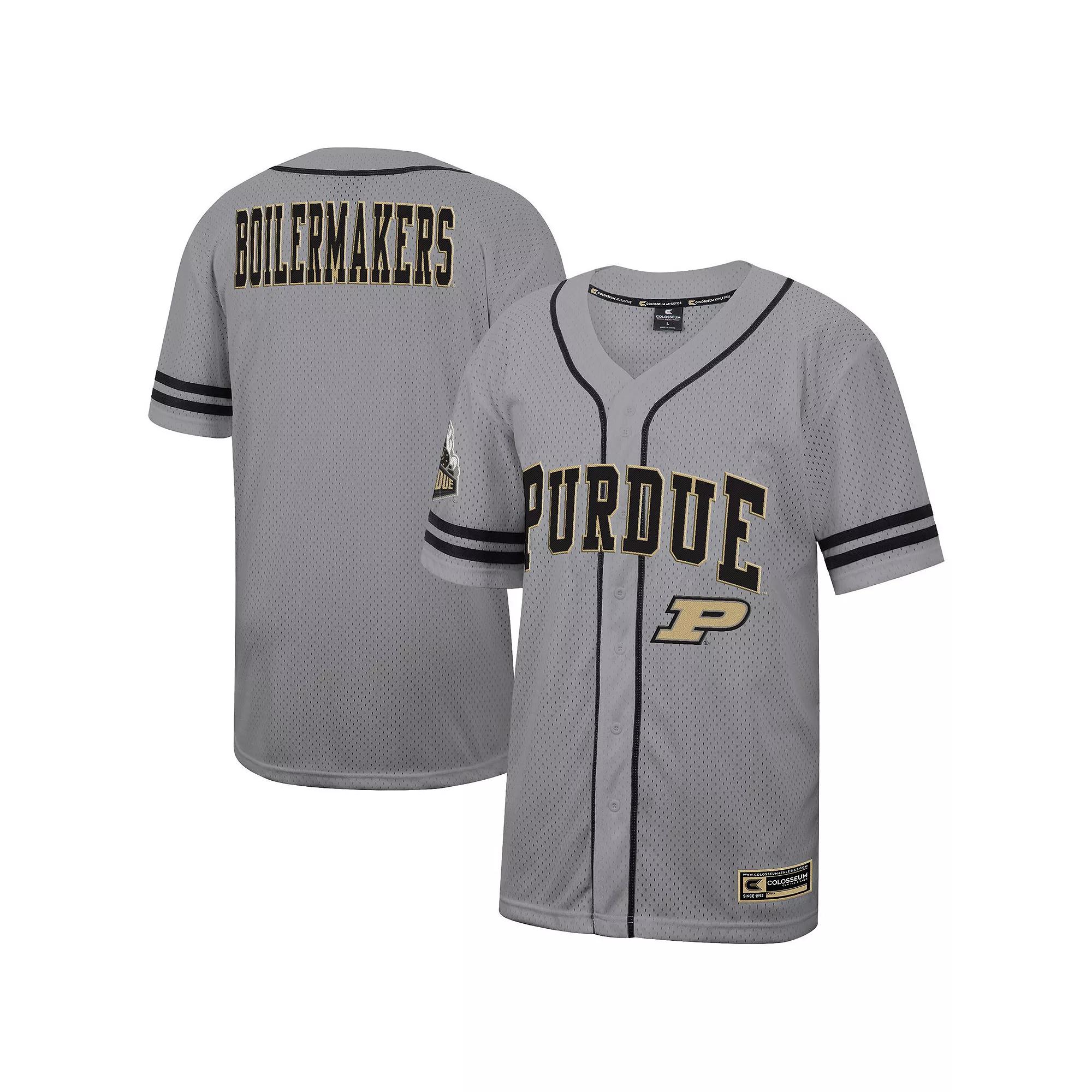 Men's Colosseum Gray Purdue Boilermakers Free Spirited Baseball Jersey,  Product Image
