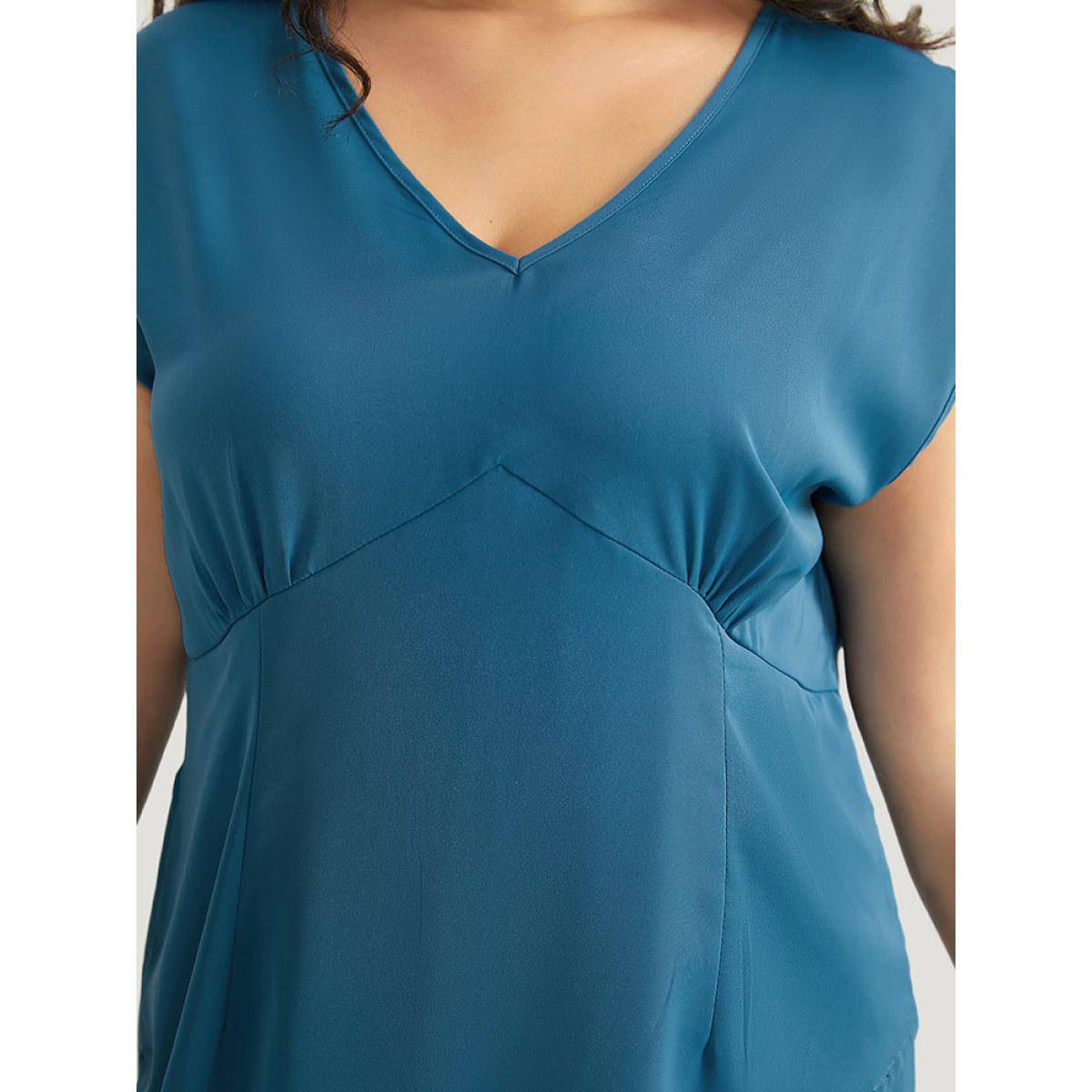 Plus Size Halloween Plain Knot Hooded V Neck Ties Wrap Hem Dress Aegean Women Elegant Wrap V-neck Sleeveless Curvy Midi Dress BloomChic 18-20/2X Product Image