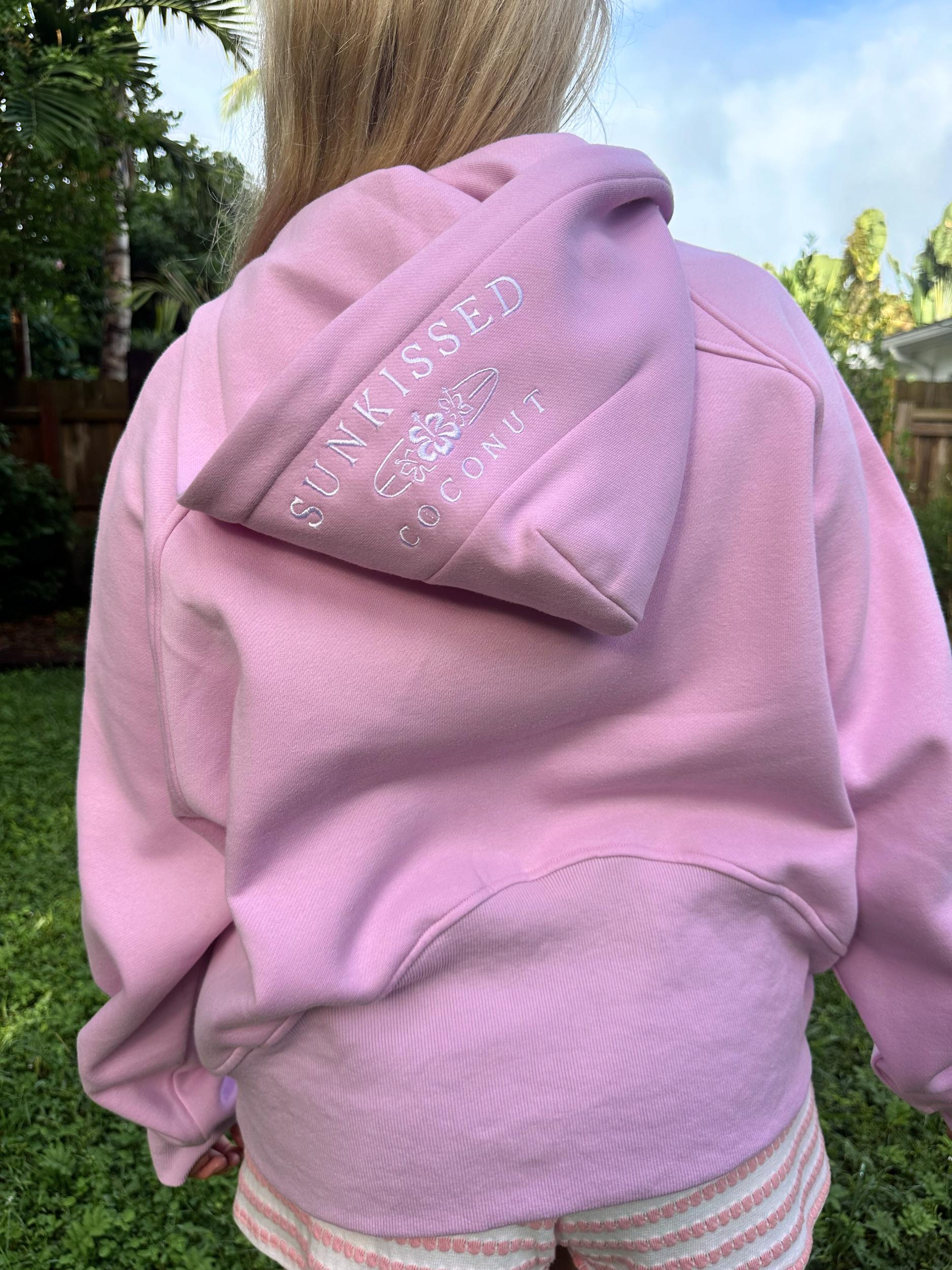 Pink Lavender  Pilates Detailed Waist Length Quarter Zip Hoodie Product Image