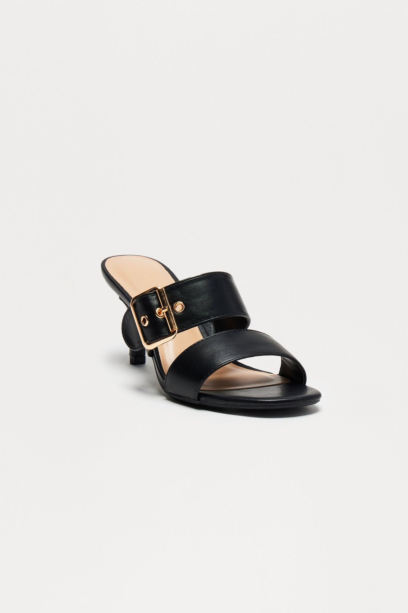 Sarika Buckle Mules - Black Product Image