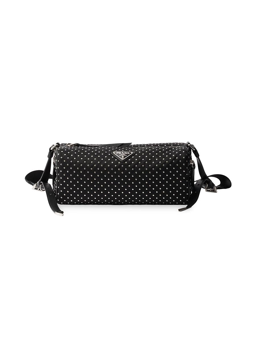 Womens Re-Nylon Shoulder Bag with Studs Product Image