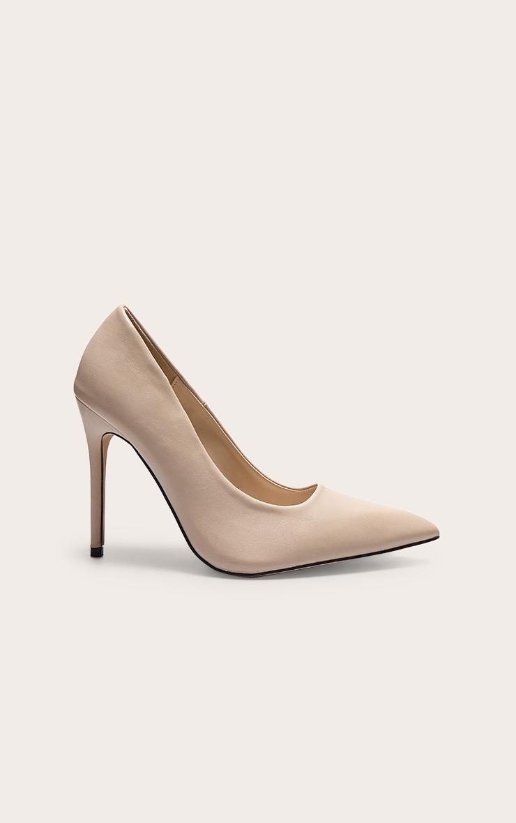 Taupe PU High Stiletto Court Heels Product Image