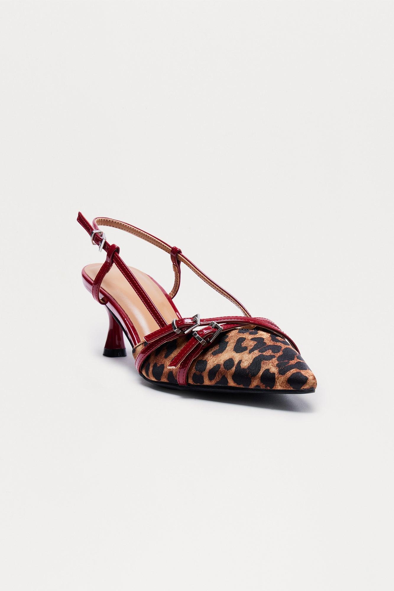 Ora Slingback Kitten Heel Pumps - Leopard Female Product Image
