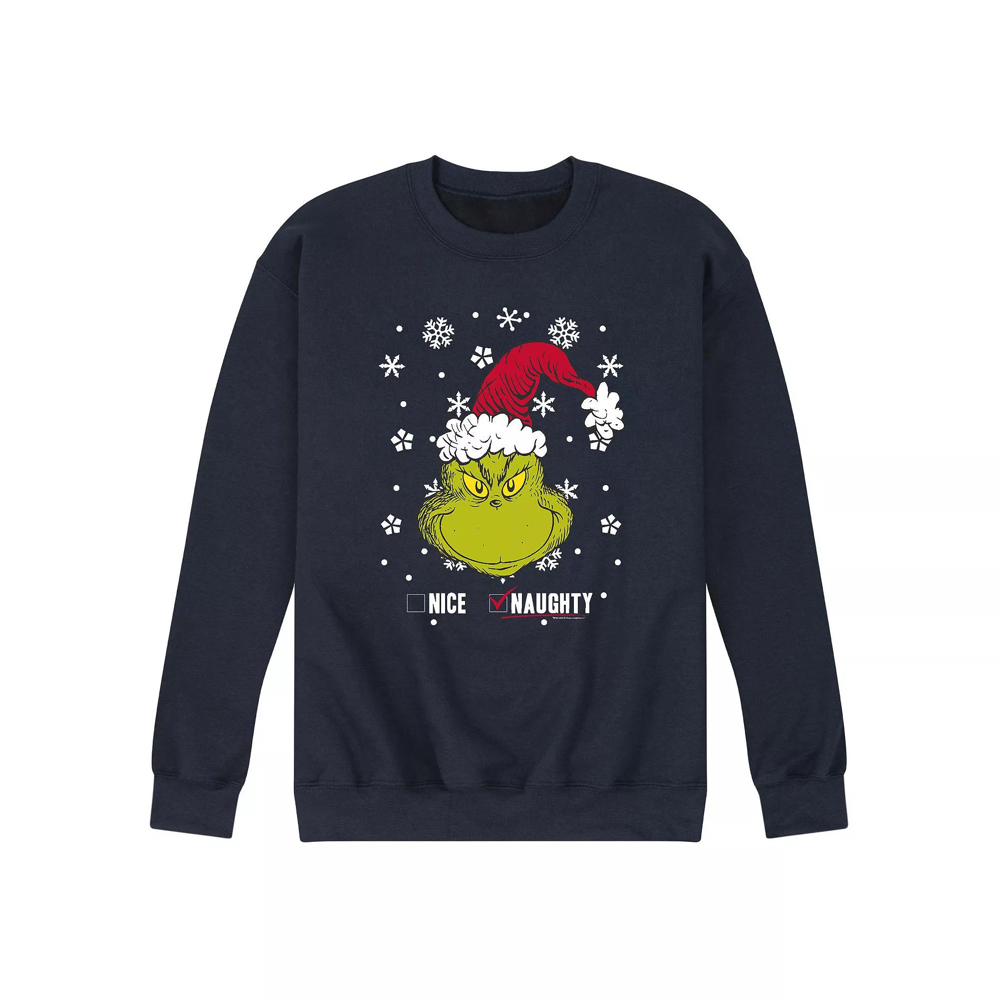 Men's Dr. Suess The Grinch Bad Or Nice Sweatshirt,  Product Image