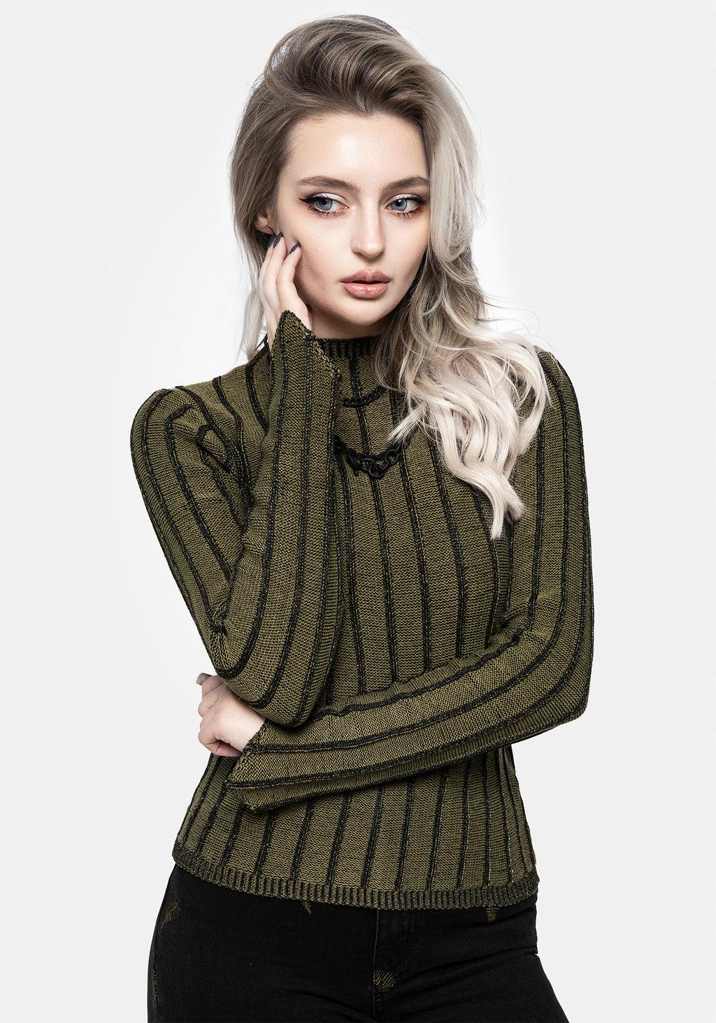 Myrsina Plated Rib Knit Top Product Image