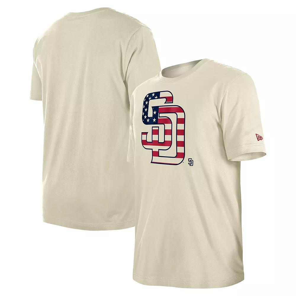 Men's New Era Cream San Diego Padres 4th of July Flag Fill T-Shirt,  Product Image