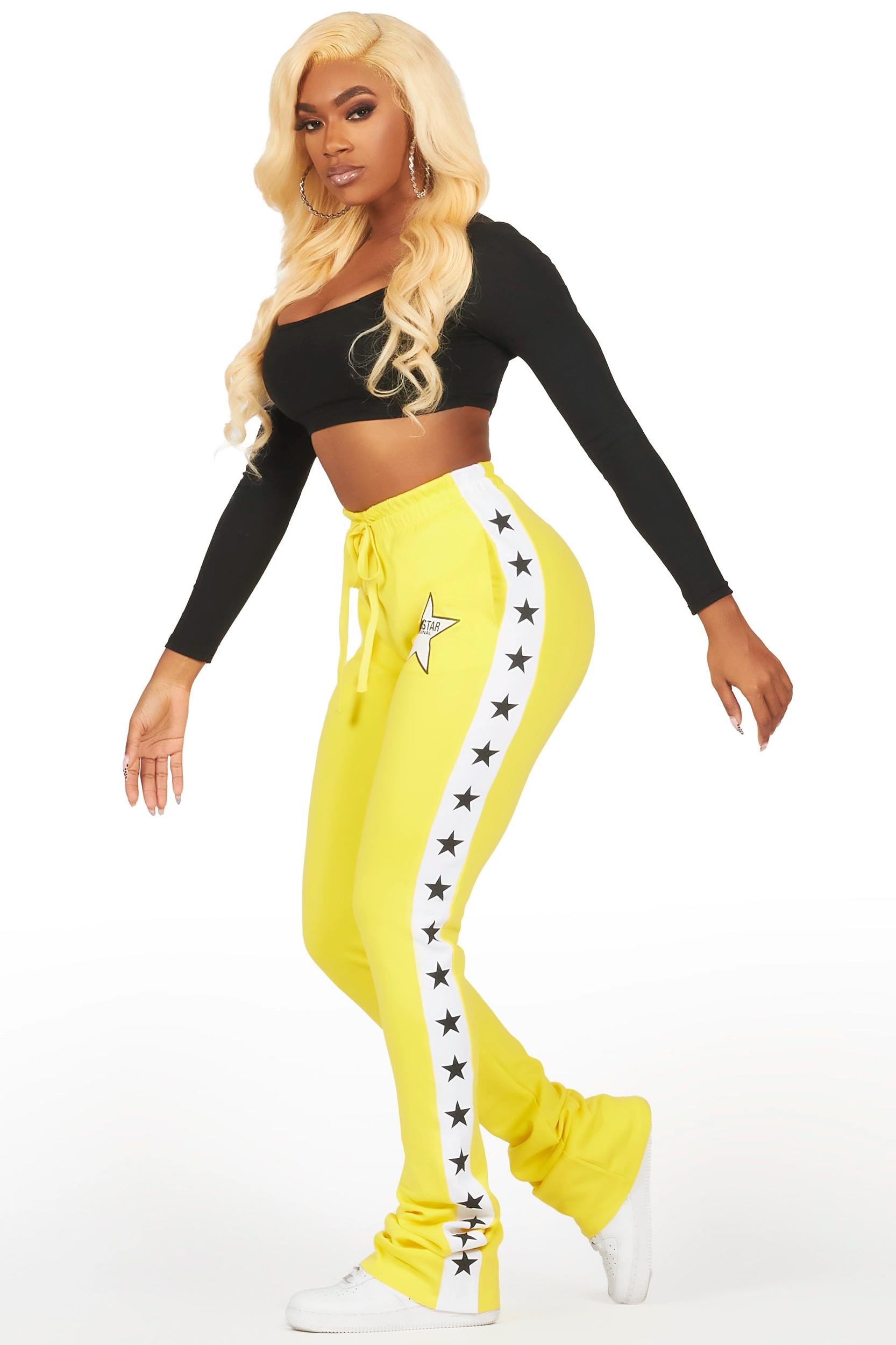Kevona Yellow Super Stacked Track Pant Female Product Image