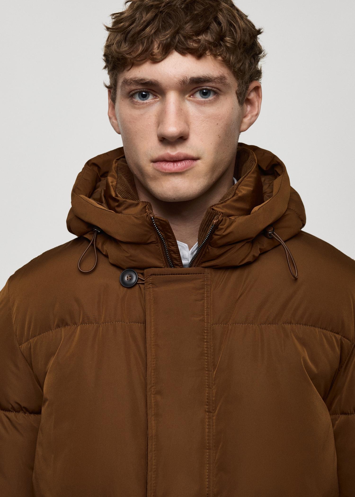 Water-repellent hooded quilted anorak - Men | MANGO USA Product Image