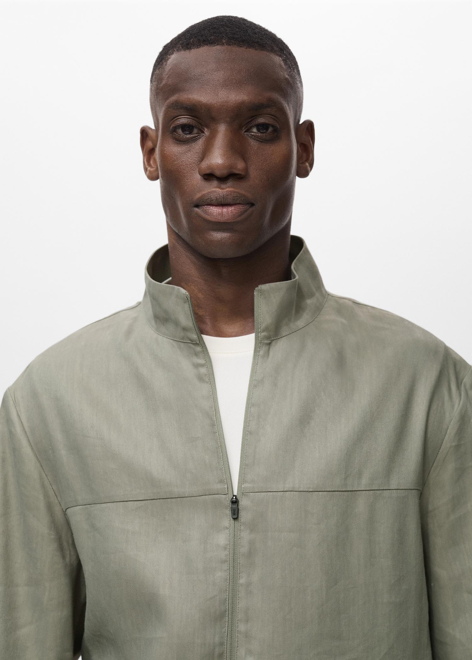 Zipper linen jacket - Men | MANGO USA Product Image