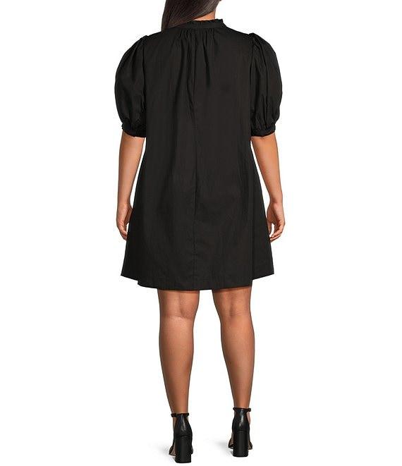 Sugarlips Plus Size V-Neck Short Puffed Sleeve Mini Dress Product Image