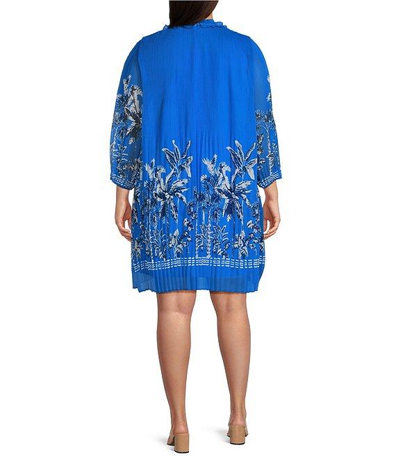 Skies Are Blue Plus Size Border Chiffon Mini Dress Product Image