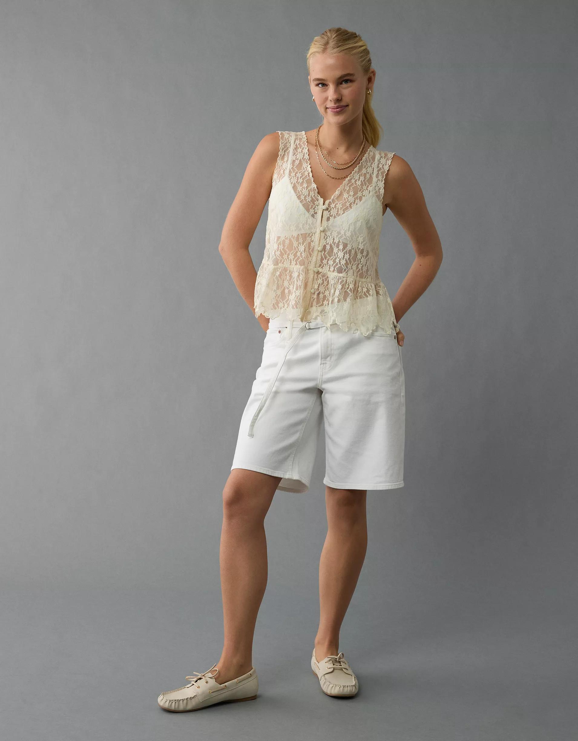 AE Lace Button-Up Vest Product Image