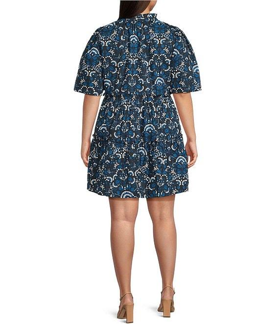 Sugarlips Plus Size Mini Floral Printed Short Sleeve A-Line Dress Product Image