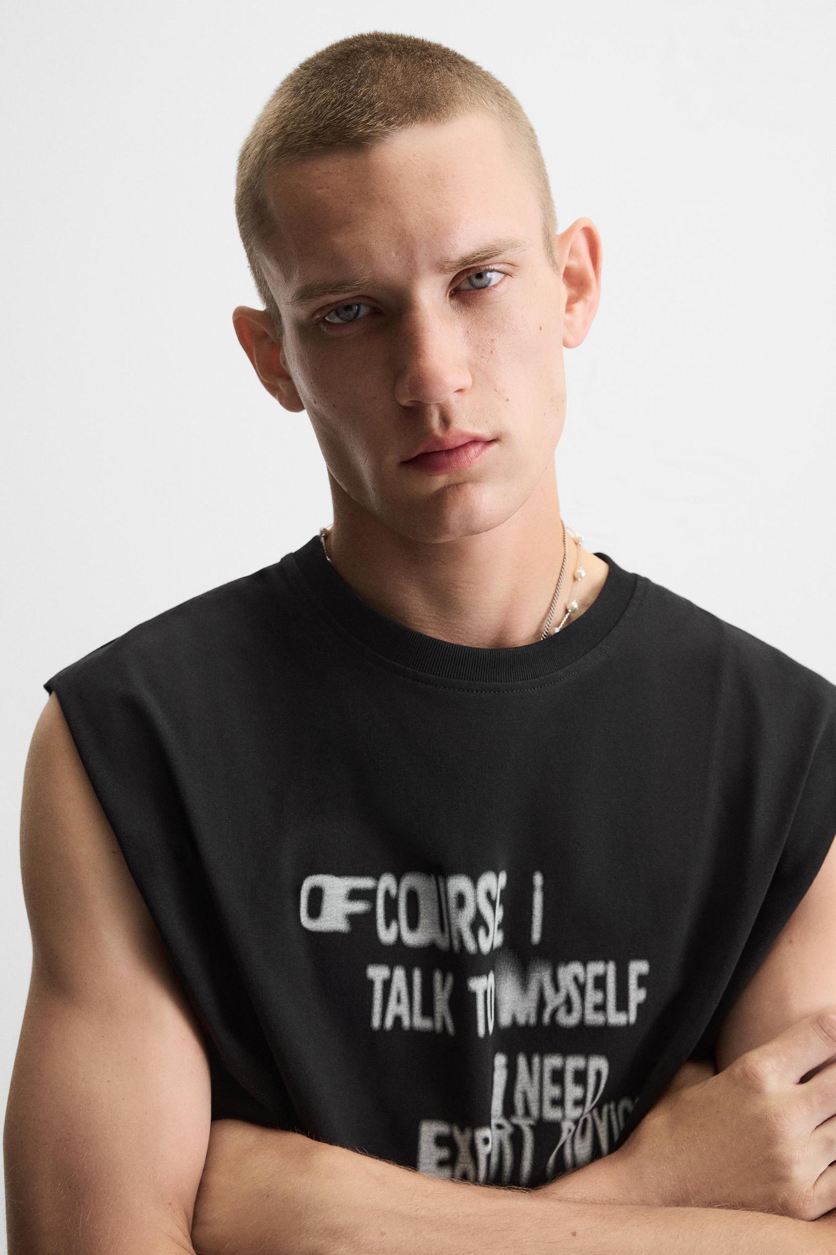 TEXT PRINT TANK T-SHIRT Product Image