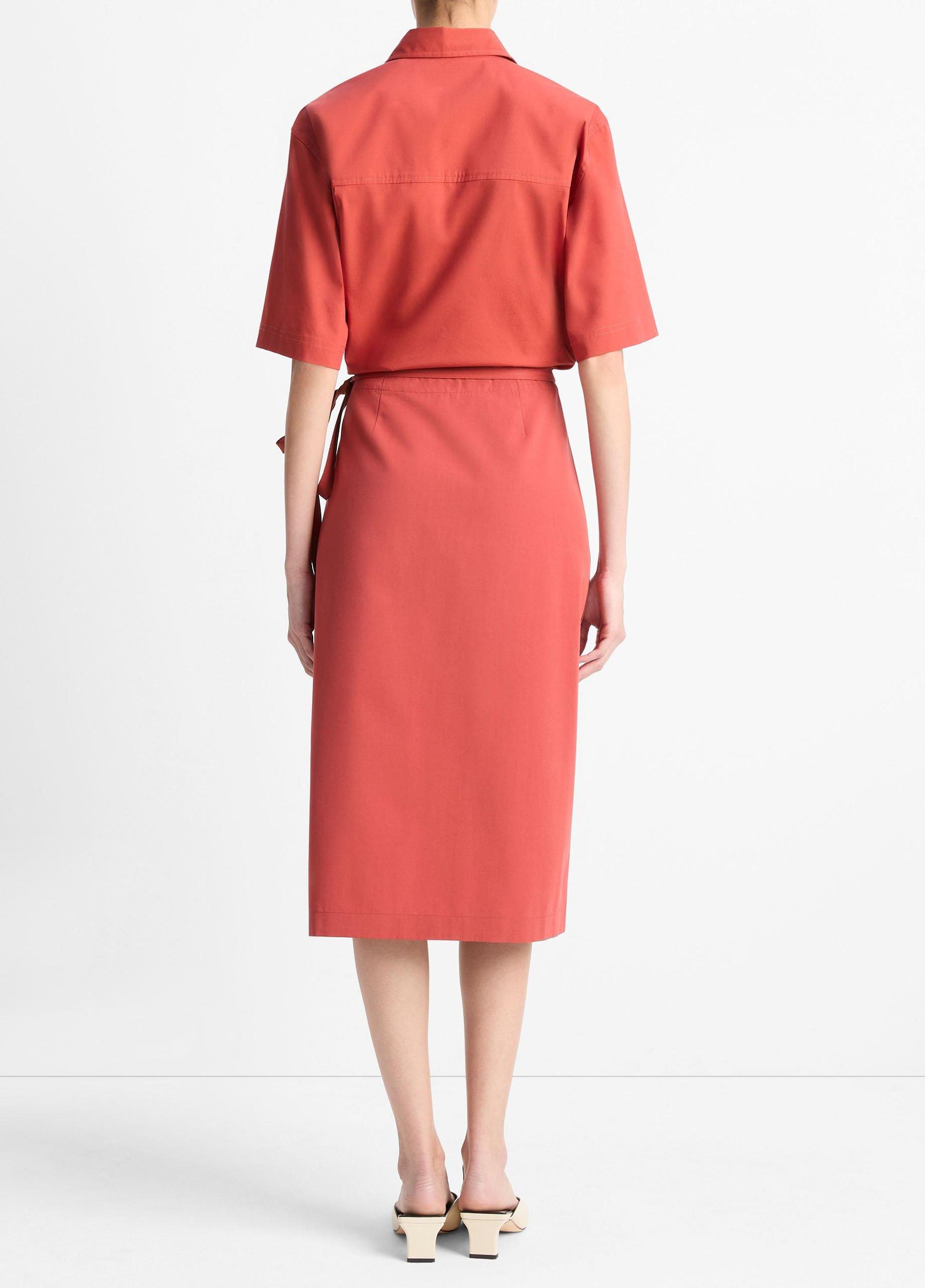 Cotton-Blend Straight Wrap Skirt Product Image