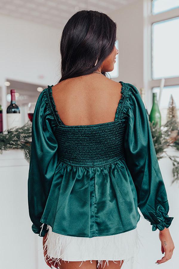 Genuine Reaction Babydoll Top In Hunter Green Product Image