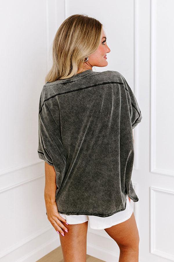 Effortless Vibes Mineral Wash Oversized Tee in Vintage Black Product Image