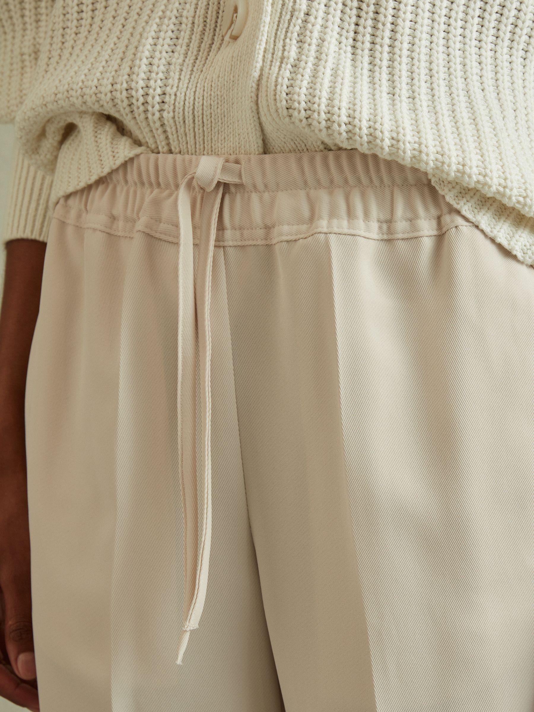 Tapered Pull On Trousers in Cream Product Image