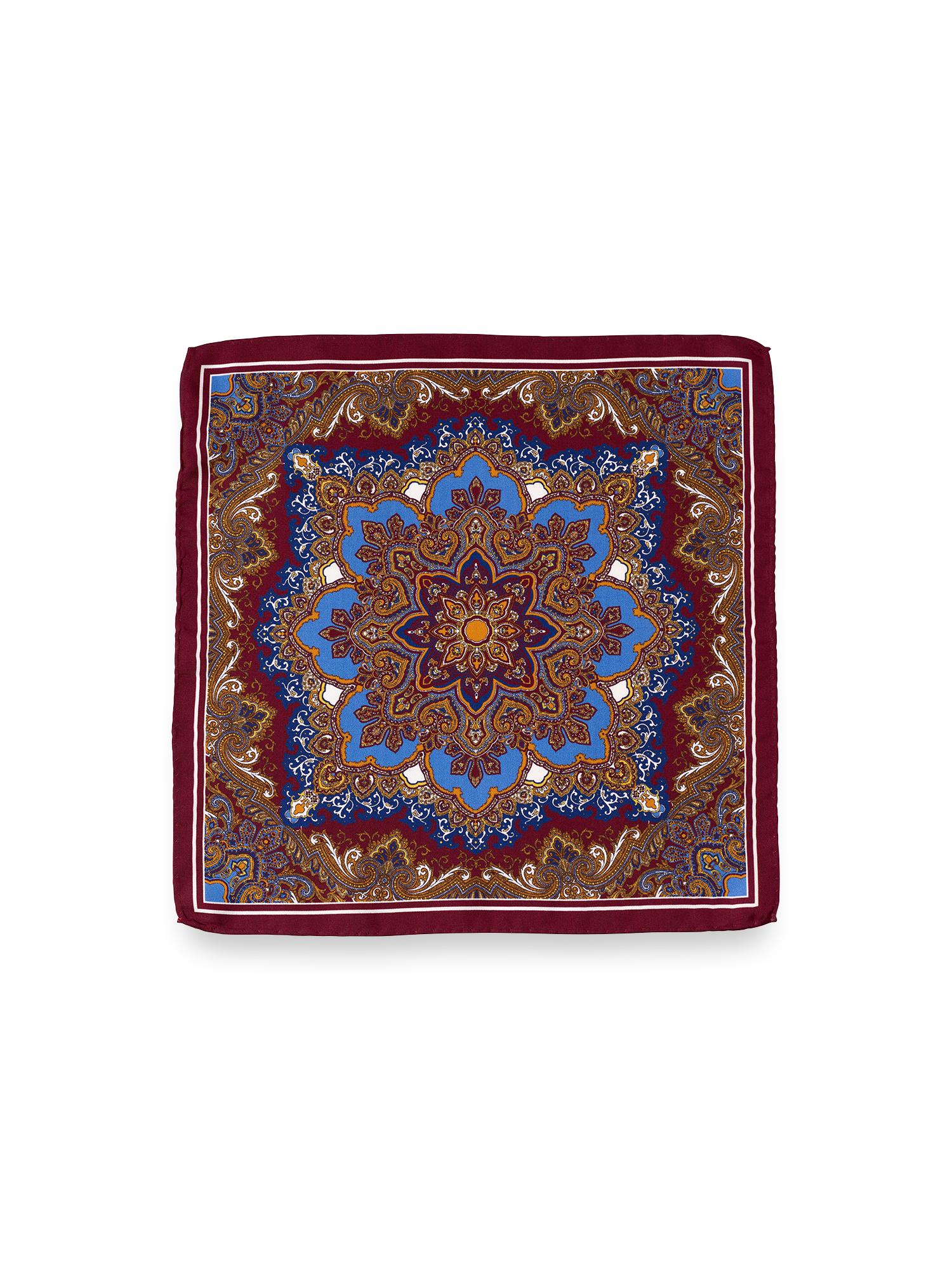 Medallion Silk Pocket Square - Burgundy Multi Product Image
