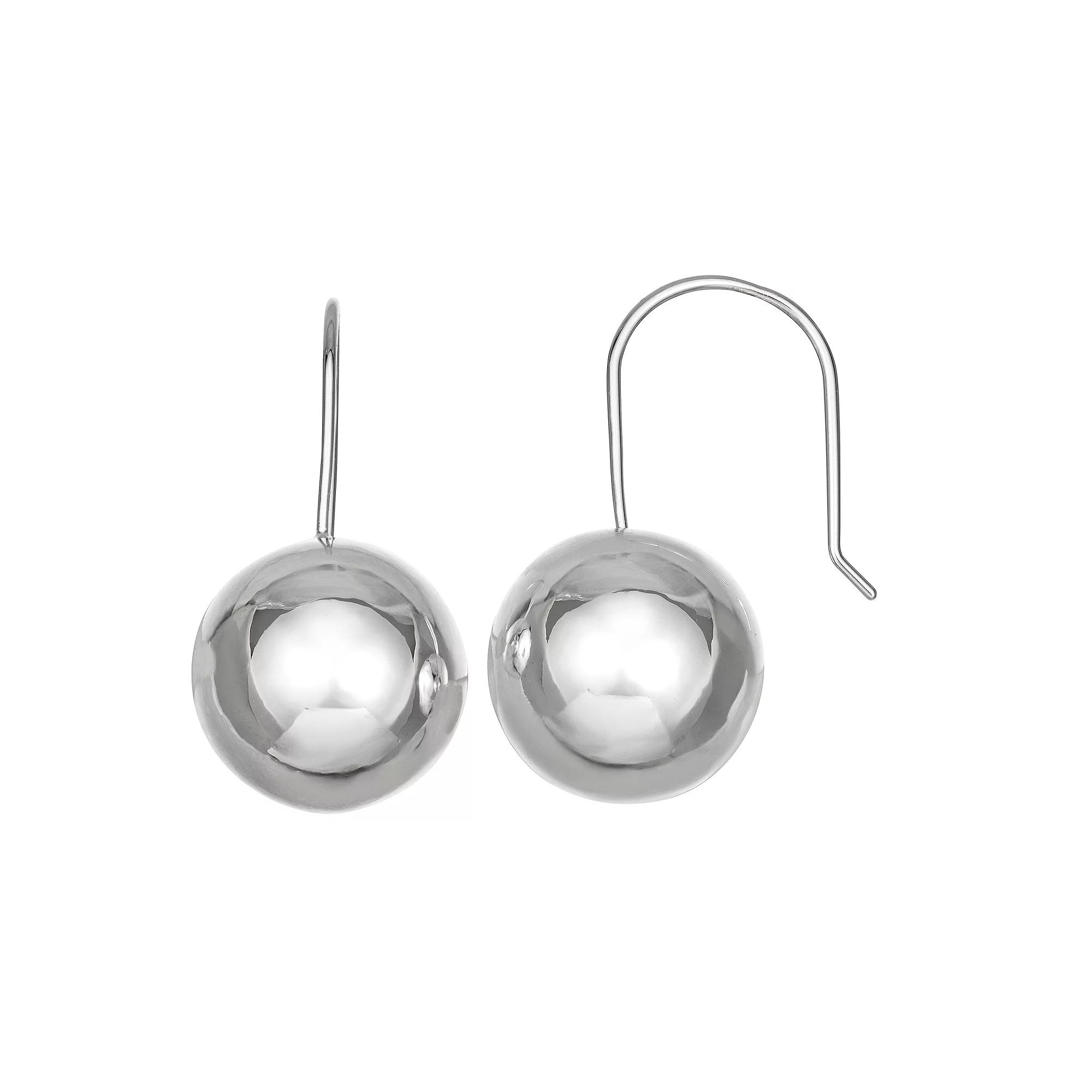 Nine West Silver Tone Puffy Ball Threader Earrings, Women's Product Image