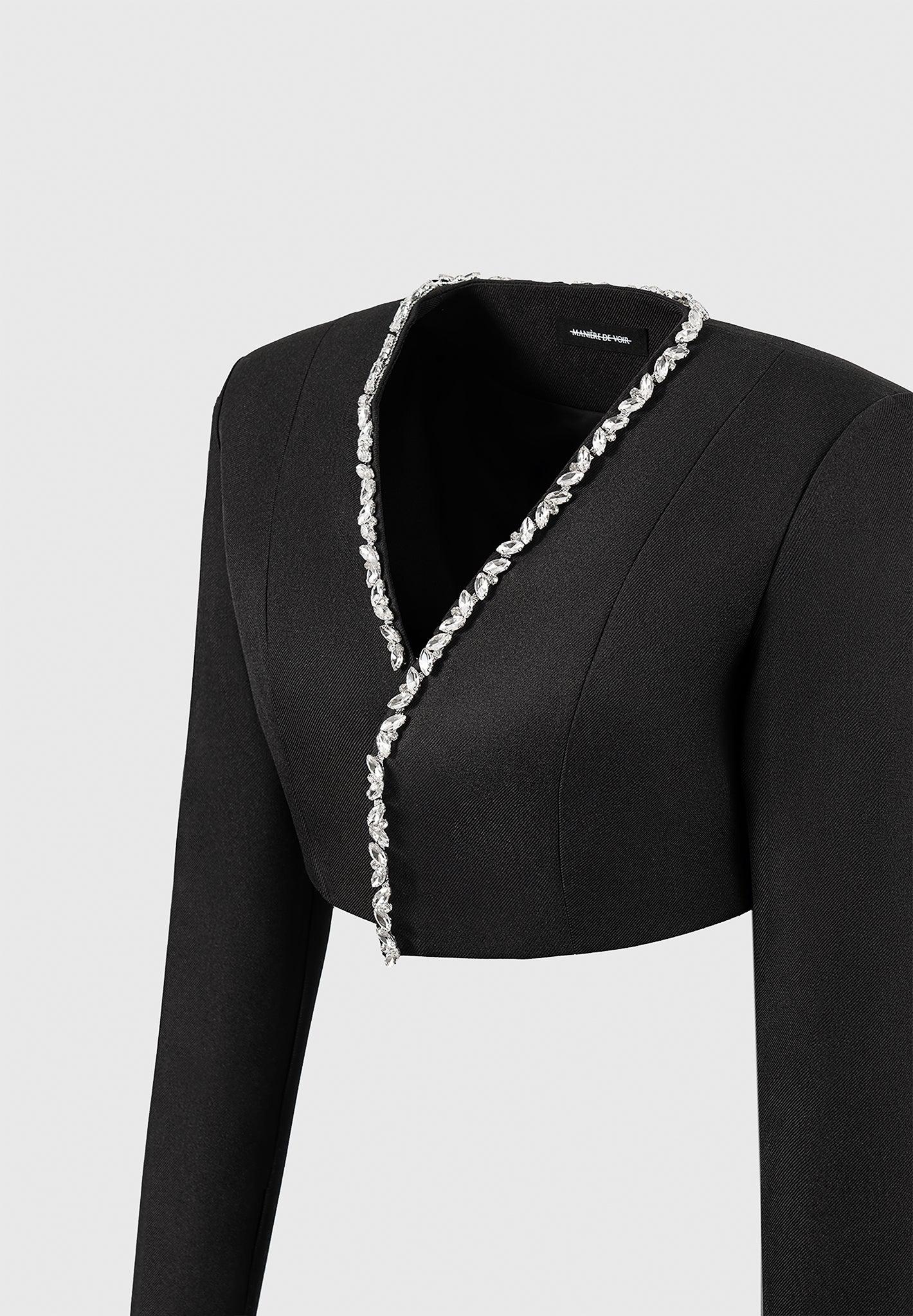 Embellished Cropped Blazer - Black Female Product Image
