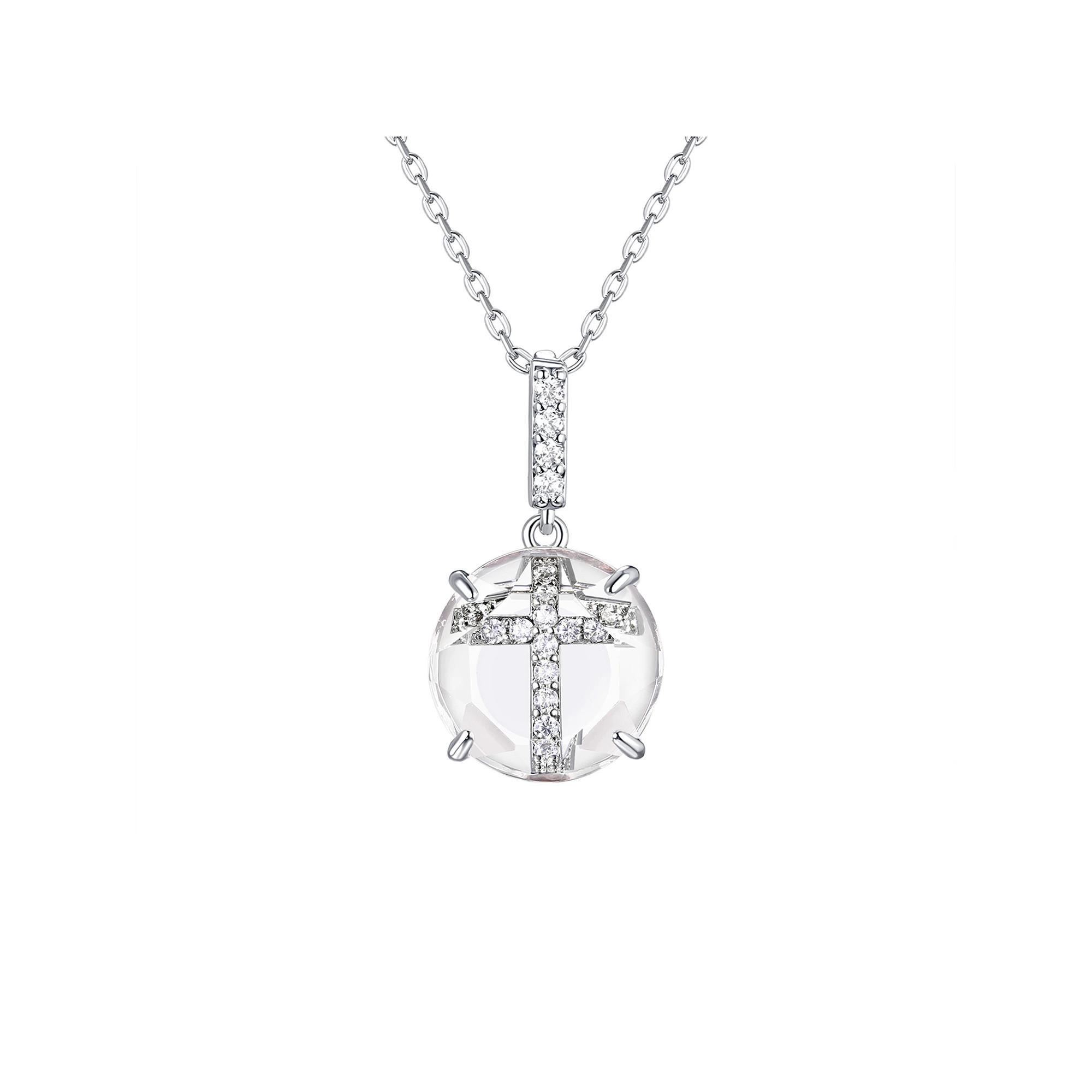 La Lumina Silver-Plated Cubic Zirconia Accent Cross Pendant Necklace, Women's,  Product Image