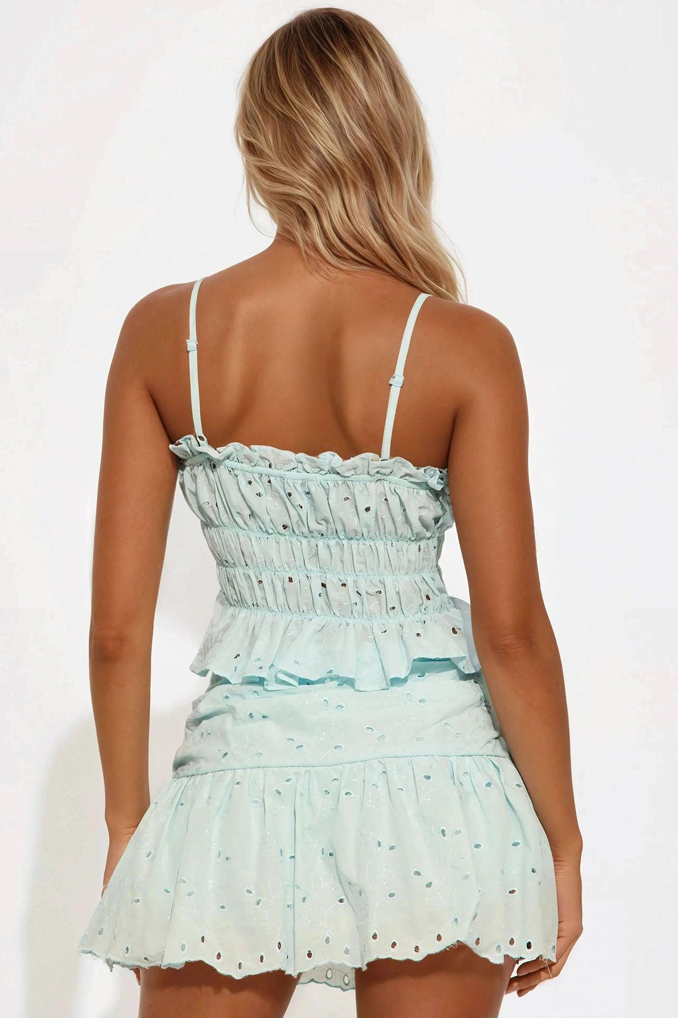 Sweet Harmony Eyelet Mini Skirt Set - Mint Product Image