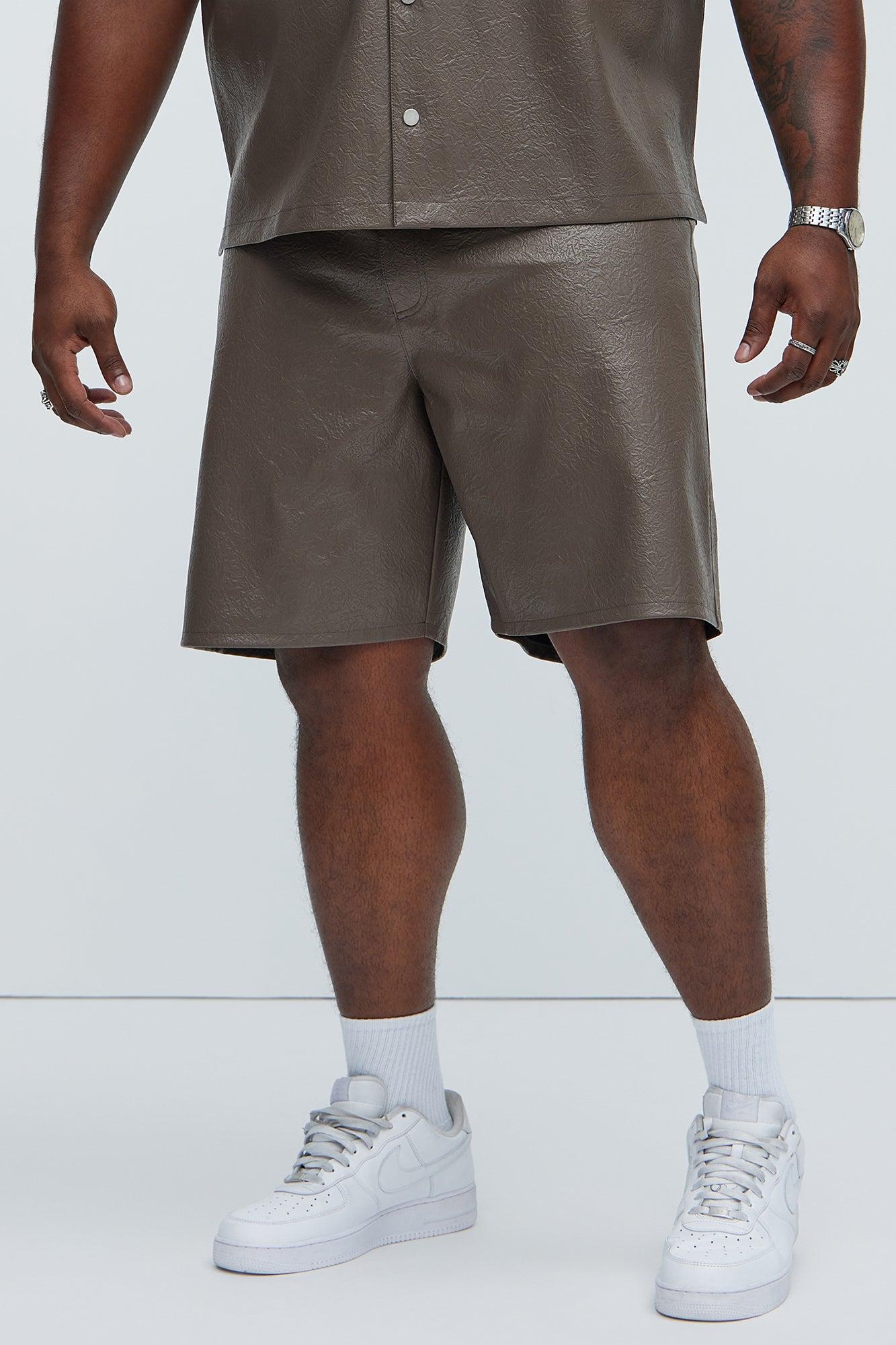 Riker Faux Leather Shorts - Brown Product Image