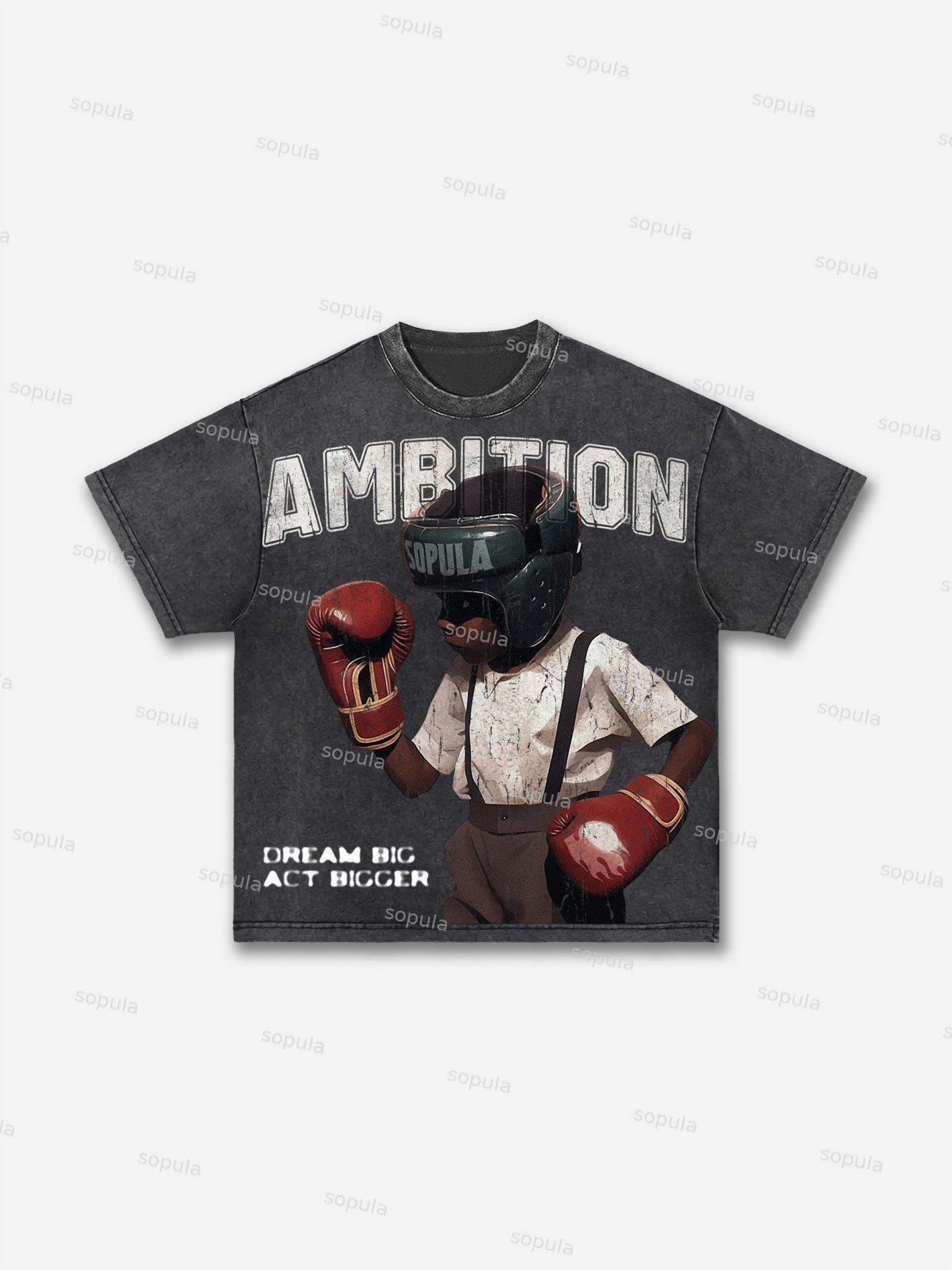 Boxer Follow Your Dream Retro Make Vintage Graphic Acid Wash T-shirt Product Image