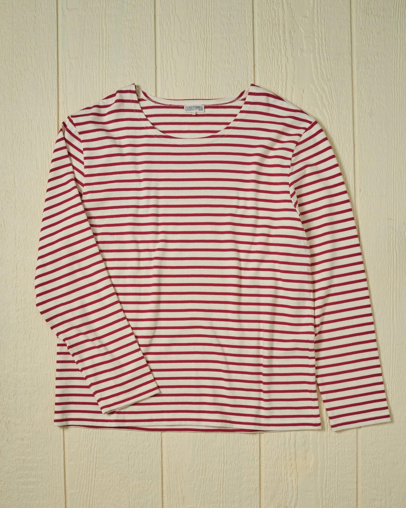 Men’s Breton Stripe Boatneck Tee in Off White/Red Product Image