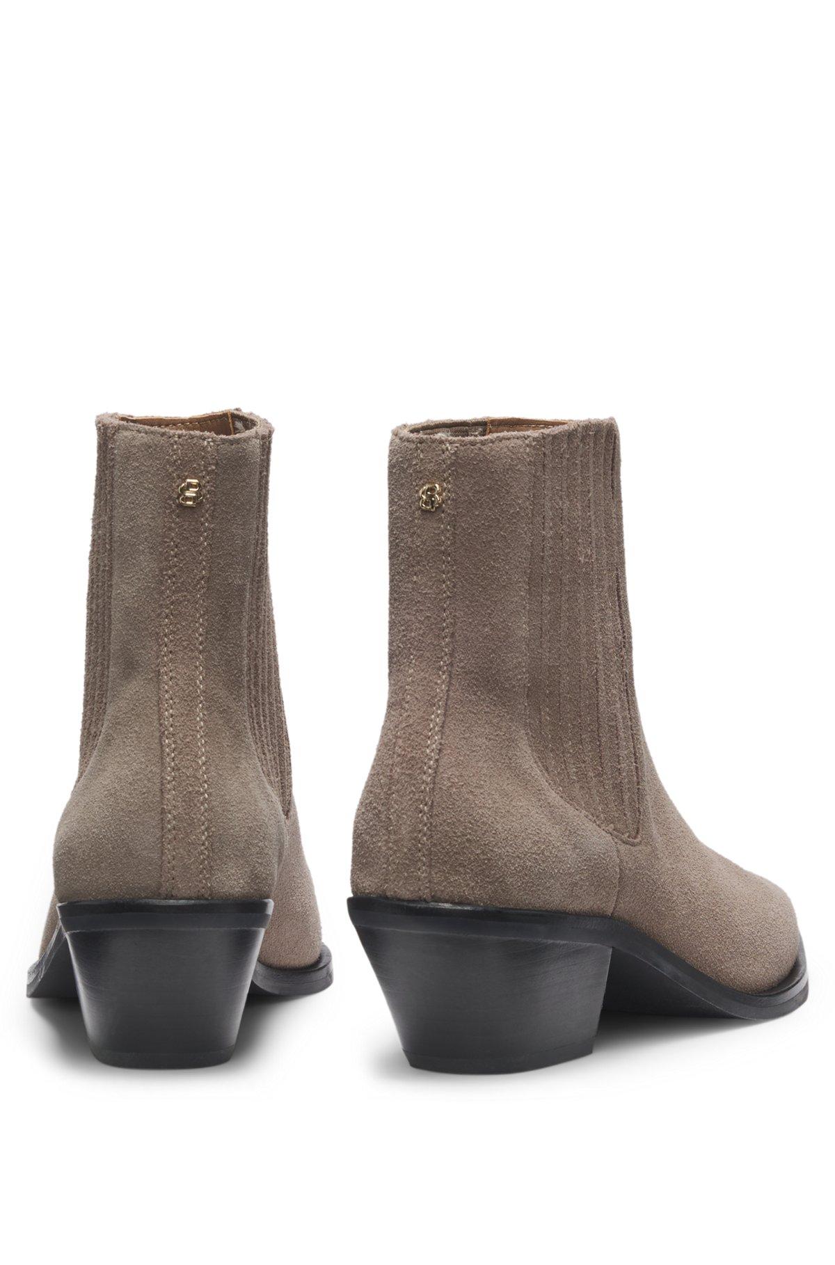 Cuban-heel ankle boots in suede Product Image