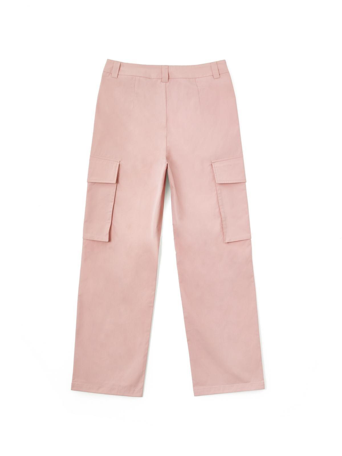Ruched Pink Straight Leg Cargo Pants Product Image