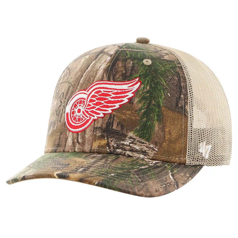 Men's '47 Realtree Camo Detroit Red Wings Logo Trucker Adjustable Hat, Green Product Image