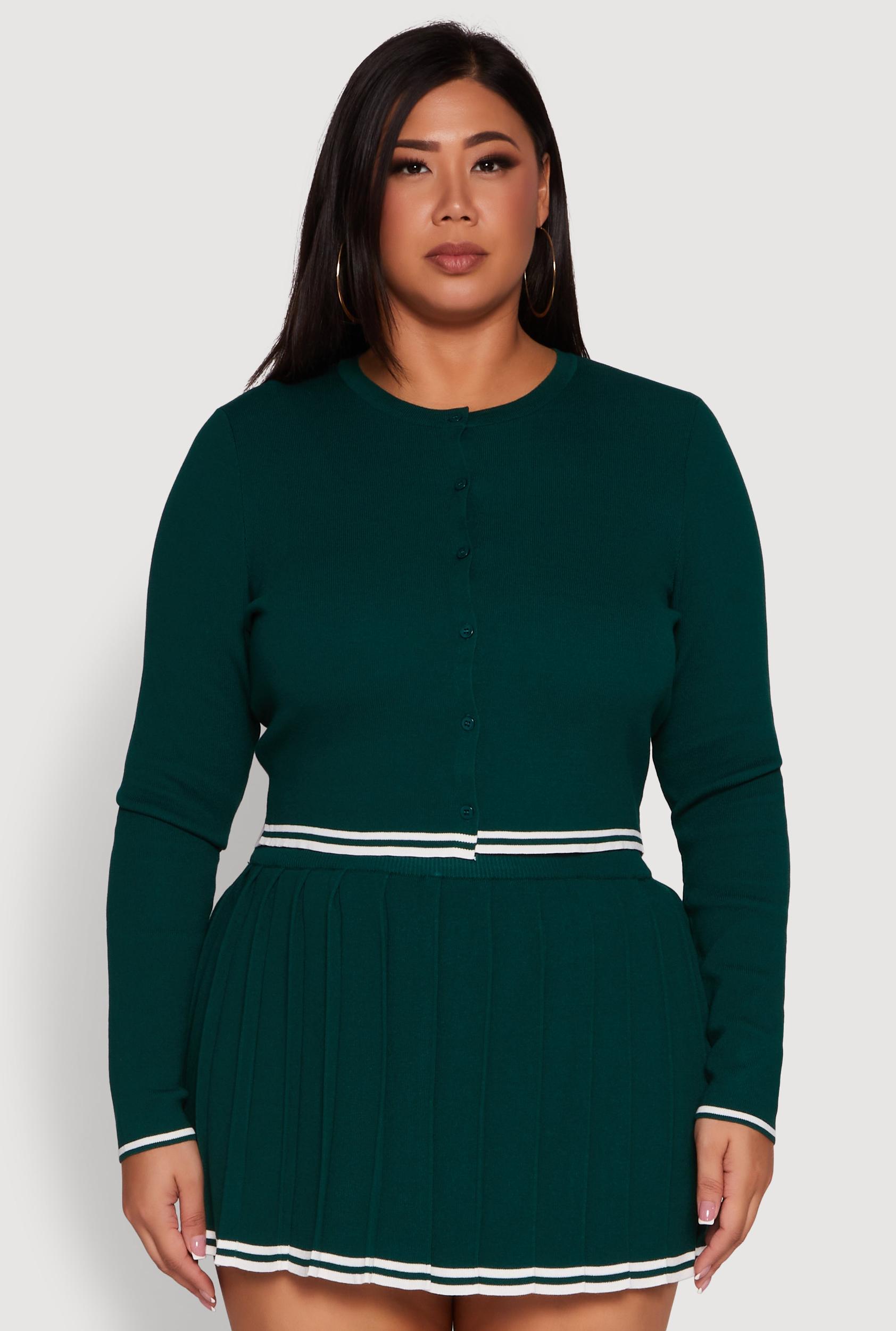 Womens Plus Size Daisy Button Front Varsity Stripe Detail Cardigan Product Image