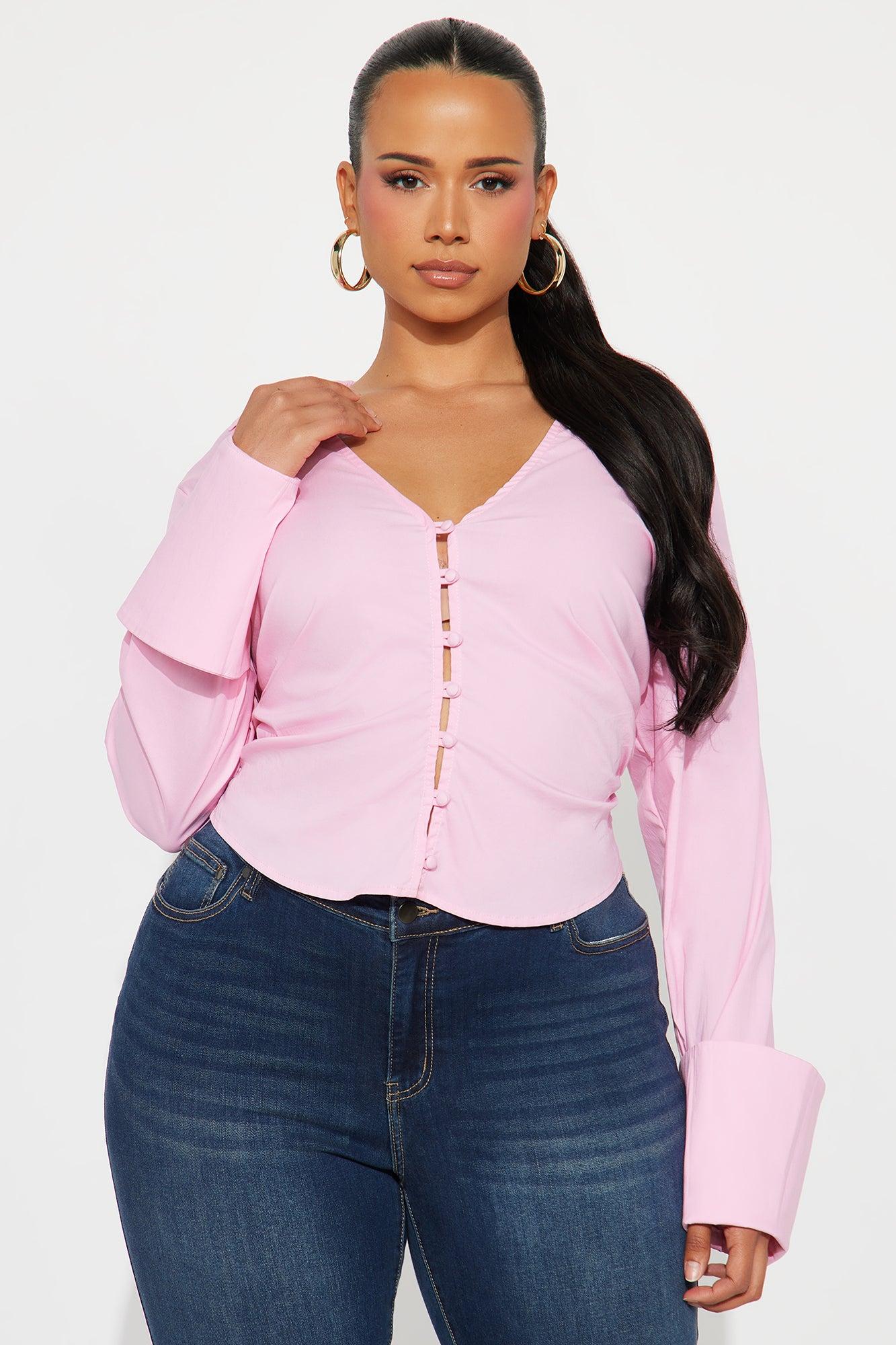 Wait On It Poplin Shirt - Pink Female Product Image
