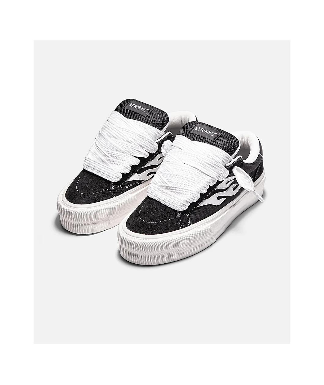Straye Logan Stomper Black & White Skate Shoes Product Image