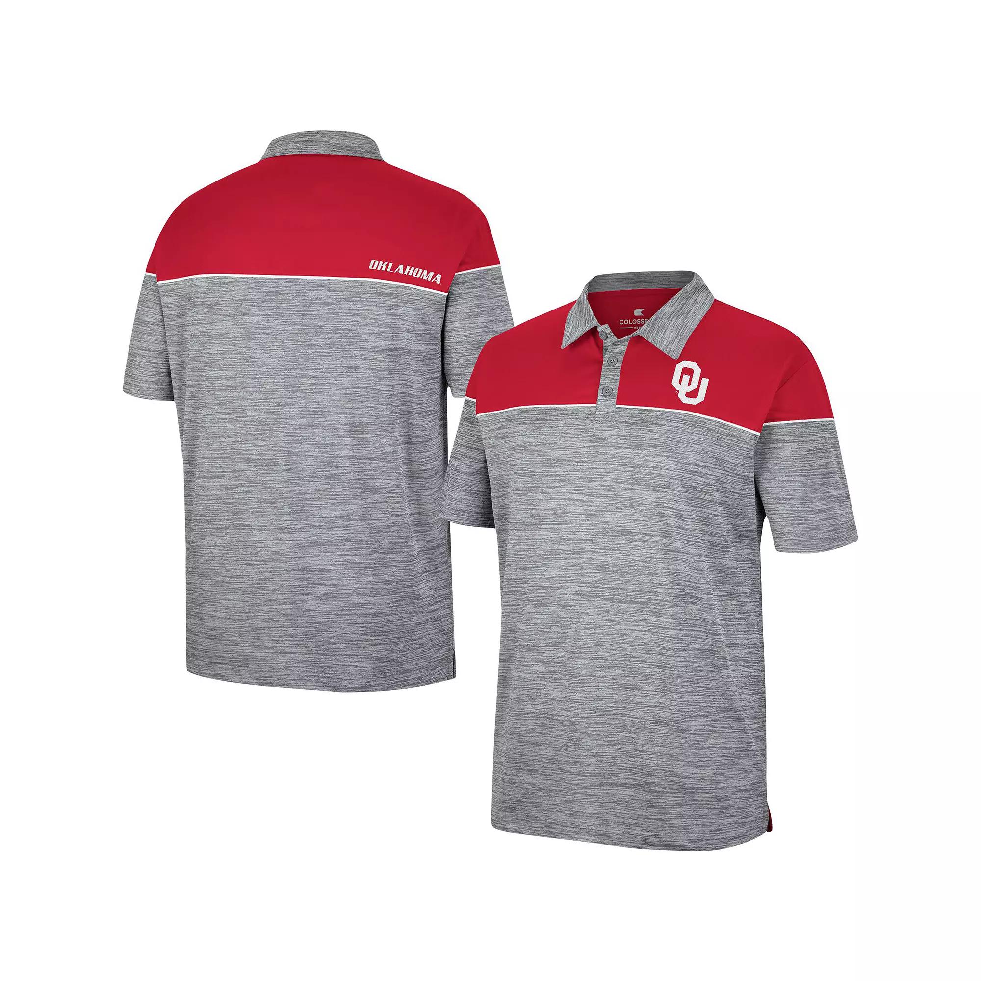 Men's Colosseum Heathered Gray/Crimson Oklahoma Sooners Birdie Polo, Size: Medium, Grey Product Image