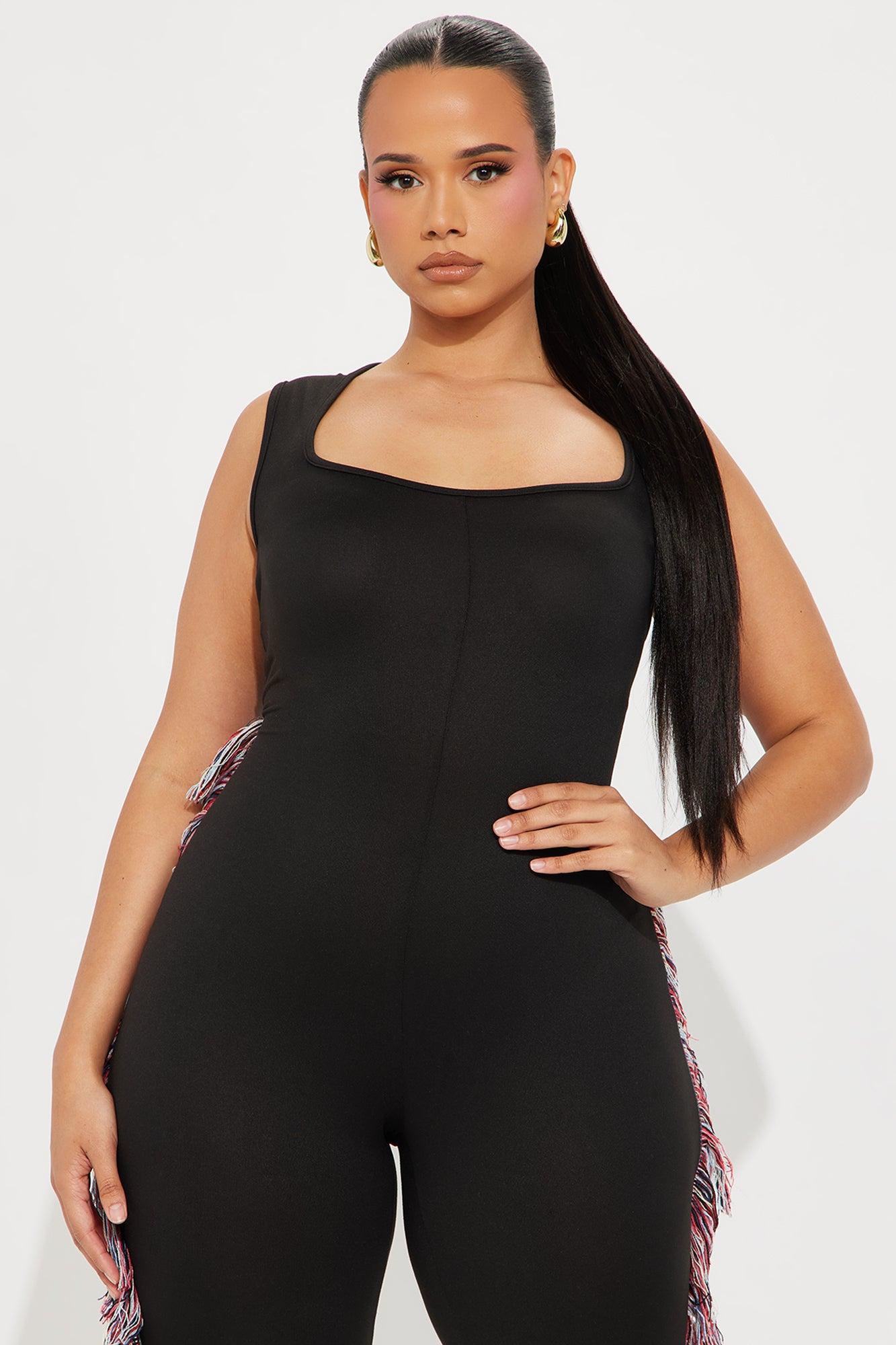All At Once Fringe Jumpsuit - Black Product Image