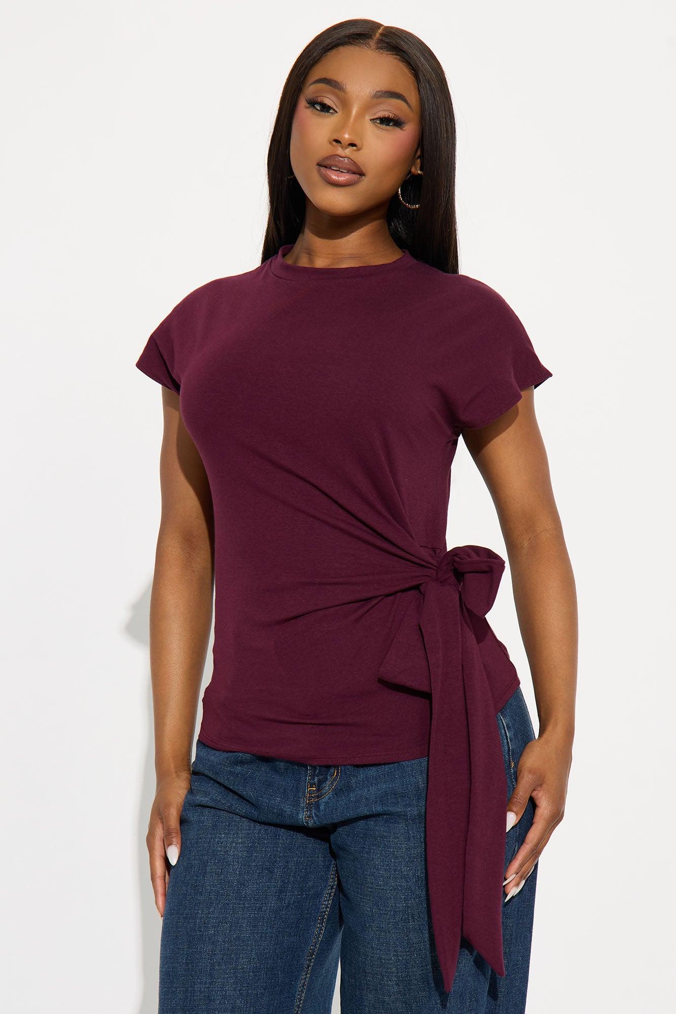 Penny Tie Waist Tshirt - Plum Female Product Image