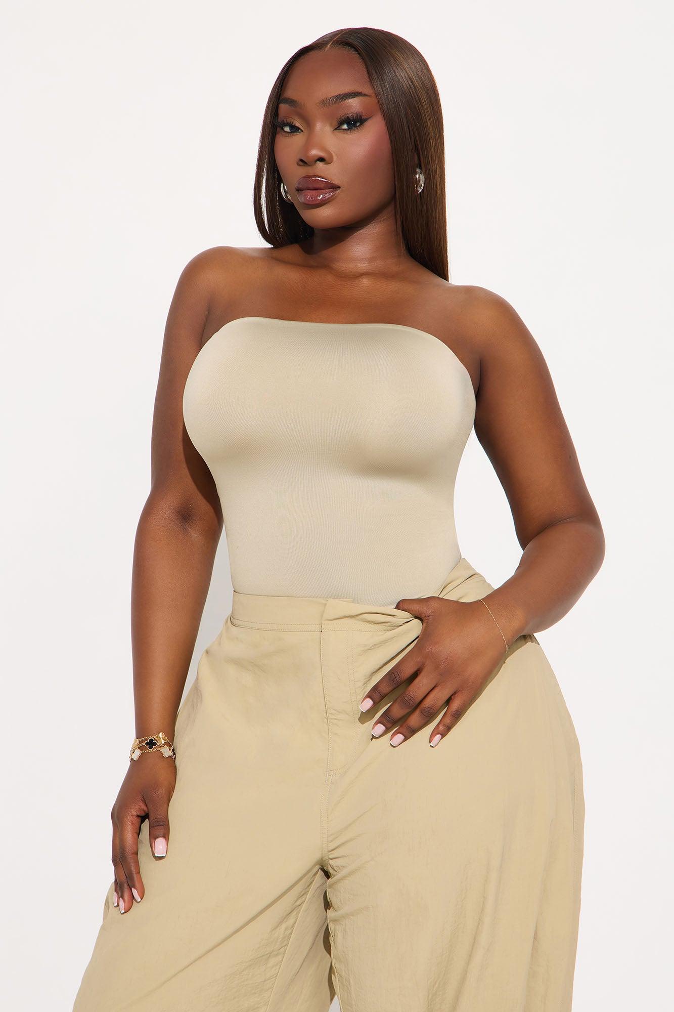 Contour Double Lined Tube Top - Stone Female Product Image