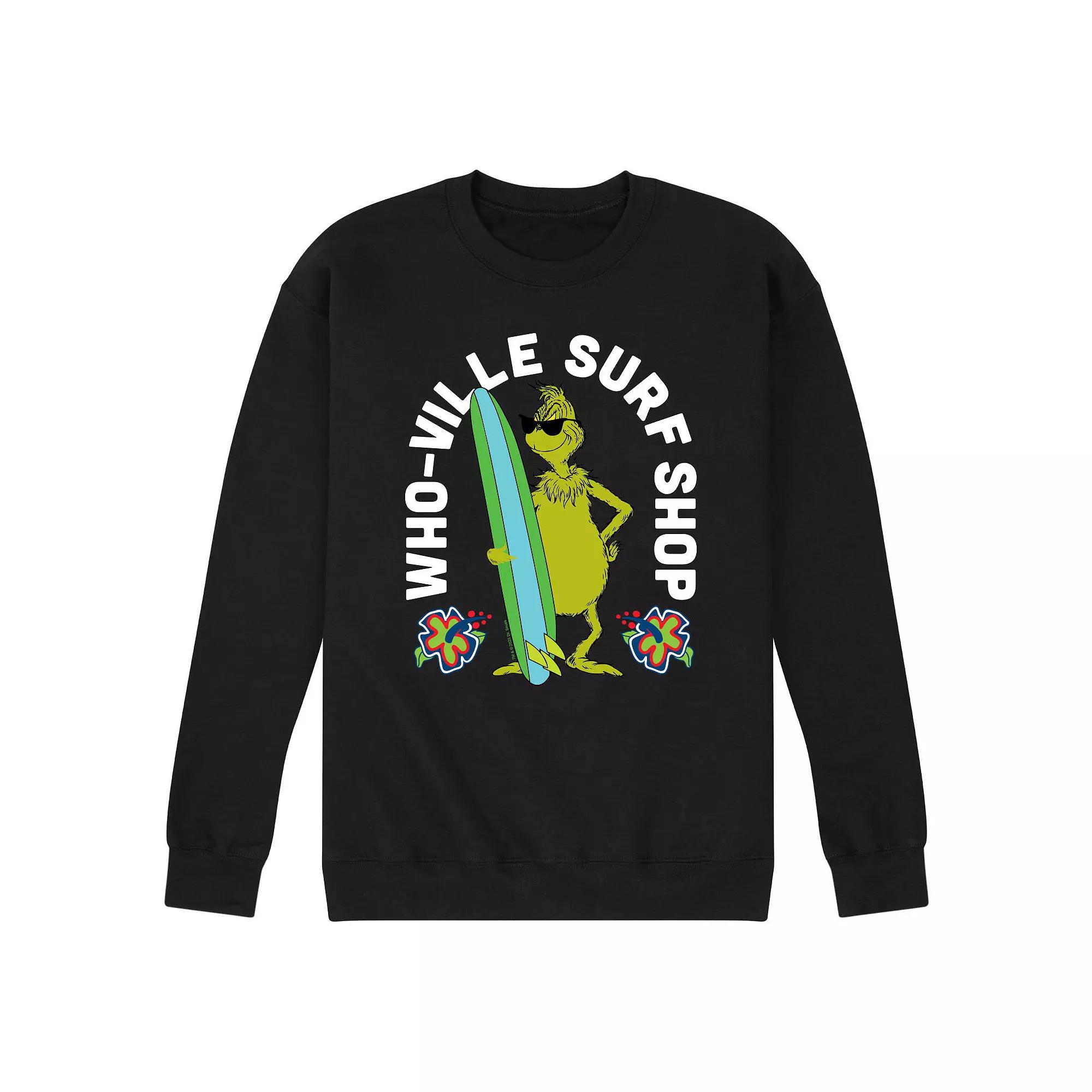 Men's Dr. Seuss The Grinch Whoville Surf Shop Fleece Sweatshirt,  Product Image