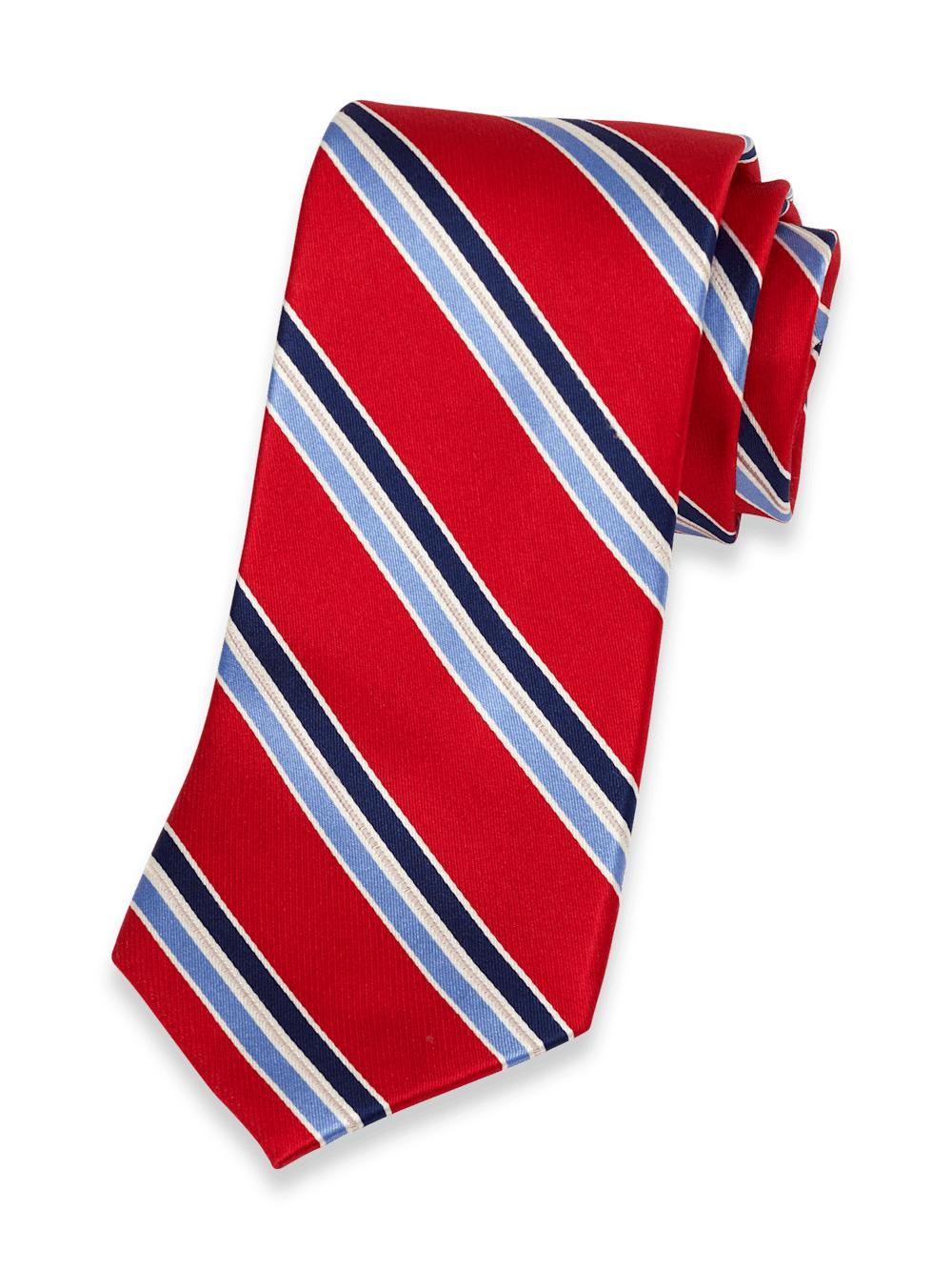 Stripe Woven Silk Tie - Red/blue Product Image