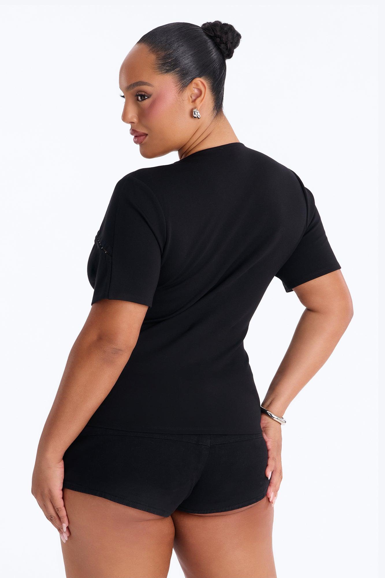 Hooked On You Short Sleeve Top - Black Female Product Image