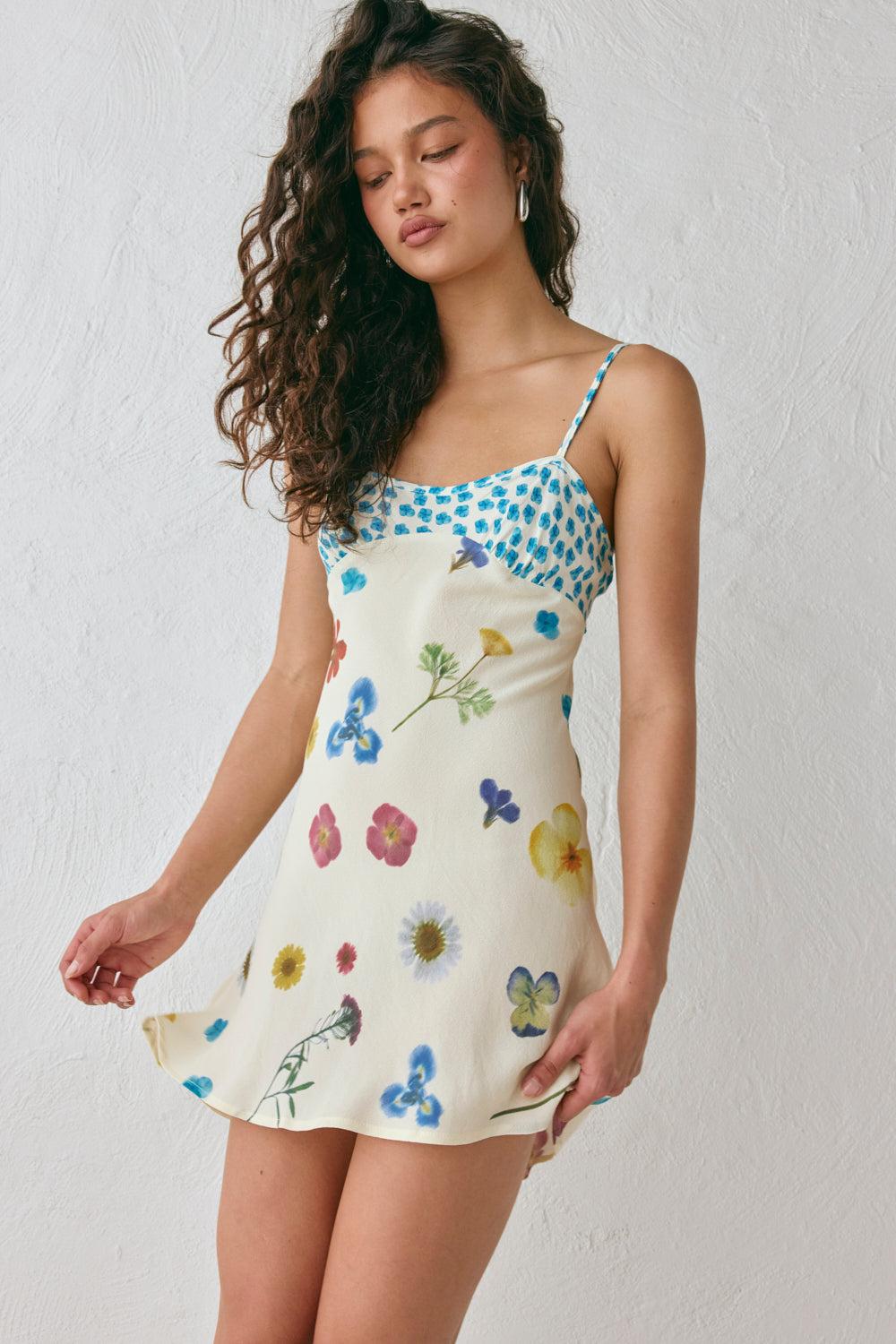 Love Language Bias Cut Mini Dress Floral Product Image
