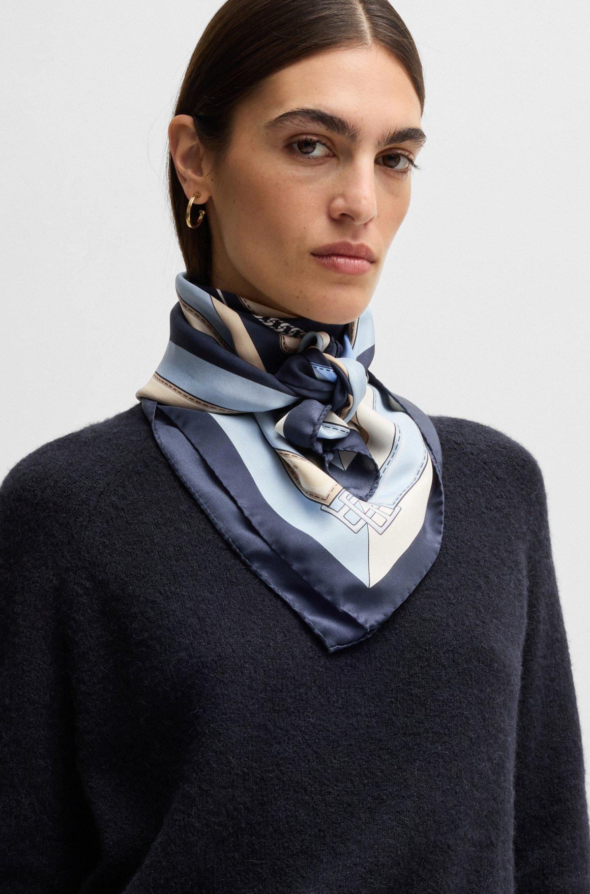BOSS - Italian-made scarf in printed silk twill - Patterned Product Image