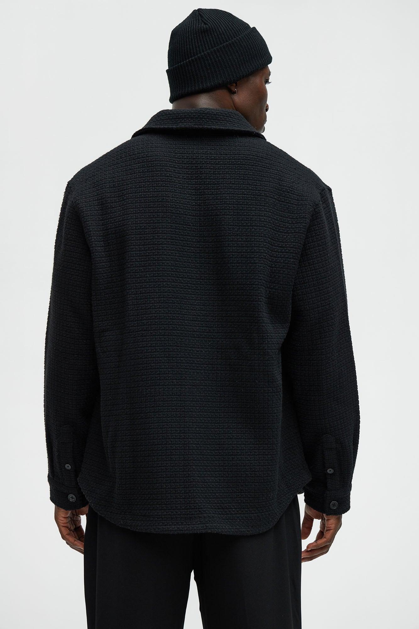 Linden Textured Button Up Shirt - Black Product Image